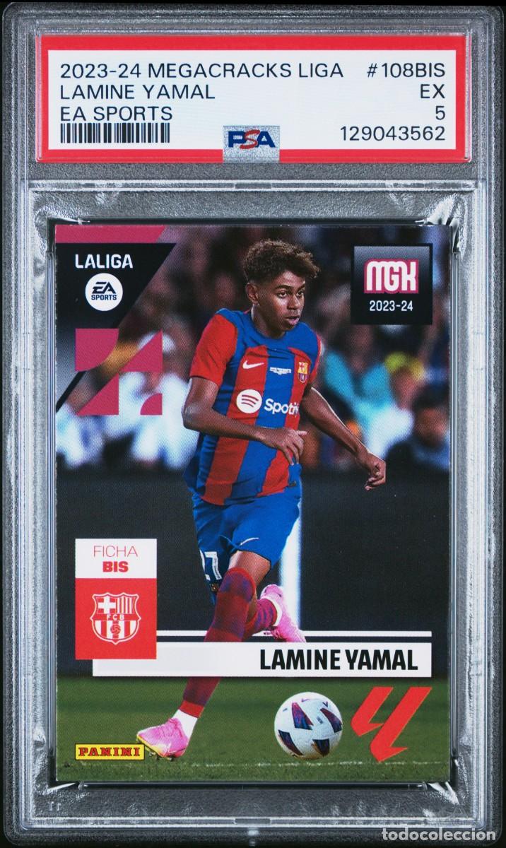 Cromos de F&uacute;tbol: Rookie Lamine Yamal #108BIS FC Barcelona Panini Megacracks 2023 24 PSA 5