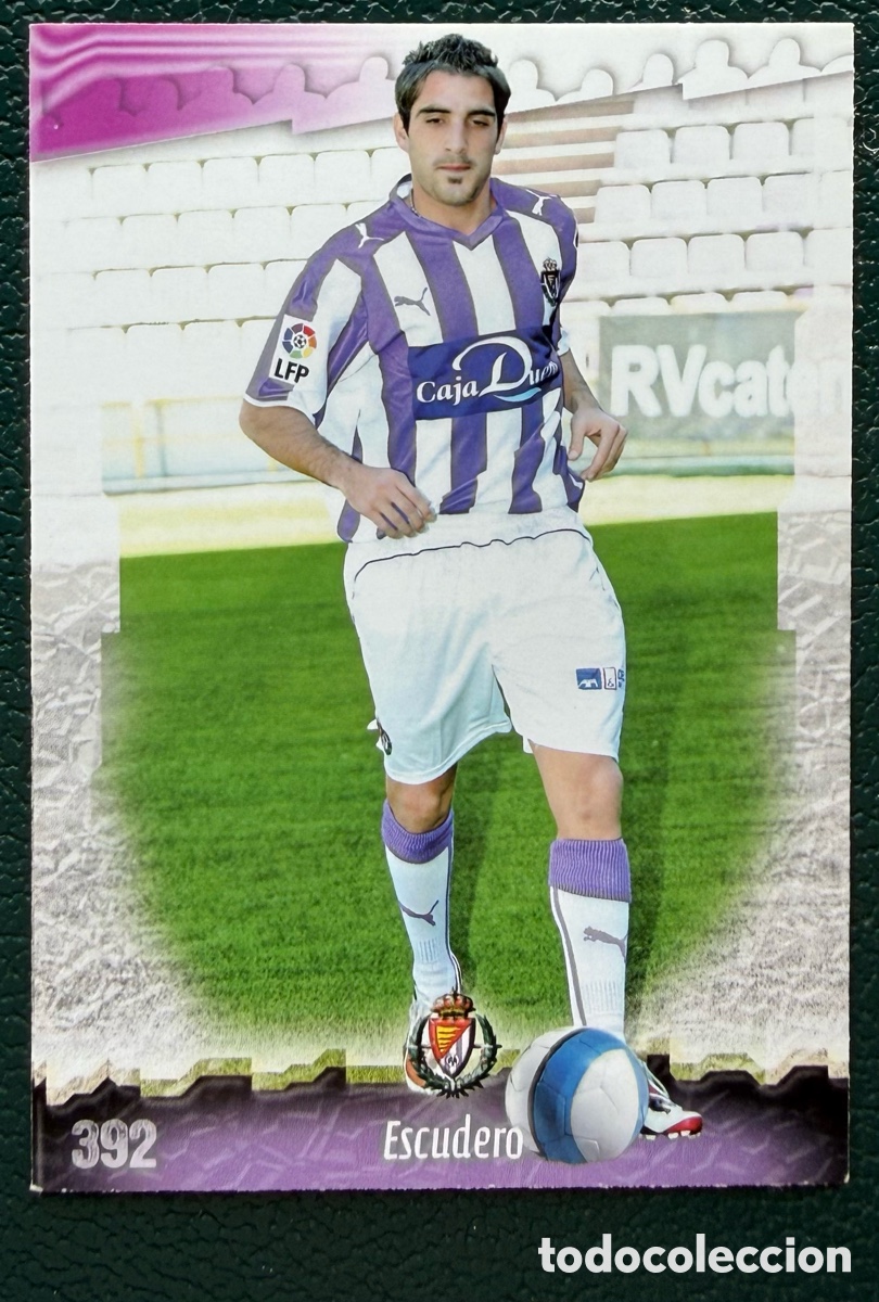 Football Stickers: 392 ESCUDERO REAL VALLADOLID FICHAS ALBUM MUNDICROMO 2008 2009 08 09