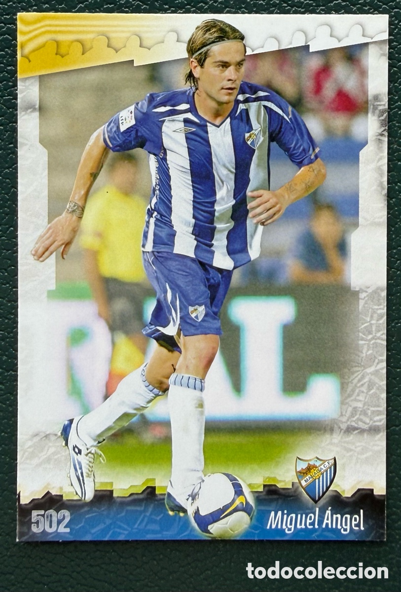 Football Stickers: 502 MIGUEL ANGEL MALAGA CF FICHAS ALBUM MUNDICROMO 2008 2009 08 09