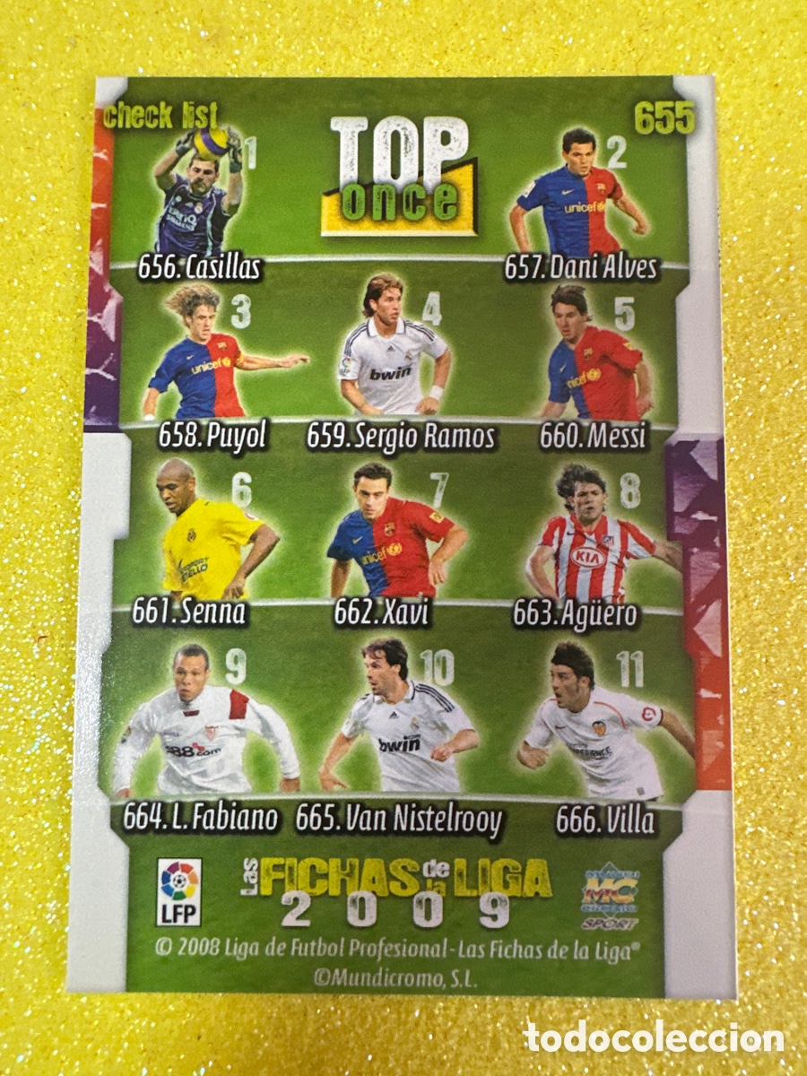 Cromos de F&uacute;tbol: 655 CHECK LIST TOP ONCE(CON MESSI) MUNDICROMO 2009 TRADING CARD