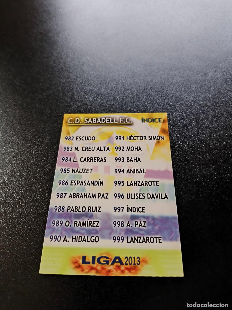 Cromos de F&uacute;tbol: 997 INDICE SABADELL MUNDICROMO LIGA 2012 2013 12 13 PLATINUM NO PANINI ESTE