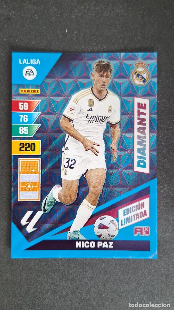 Football Stickers: L1 NICO PAZ REAL MADRID DIAMANTE EDICION LIMITADA ADRENALYN XL LIGA 2023/2024 23 24 PANINI