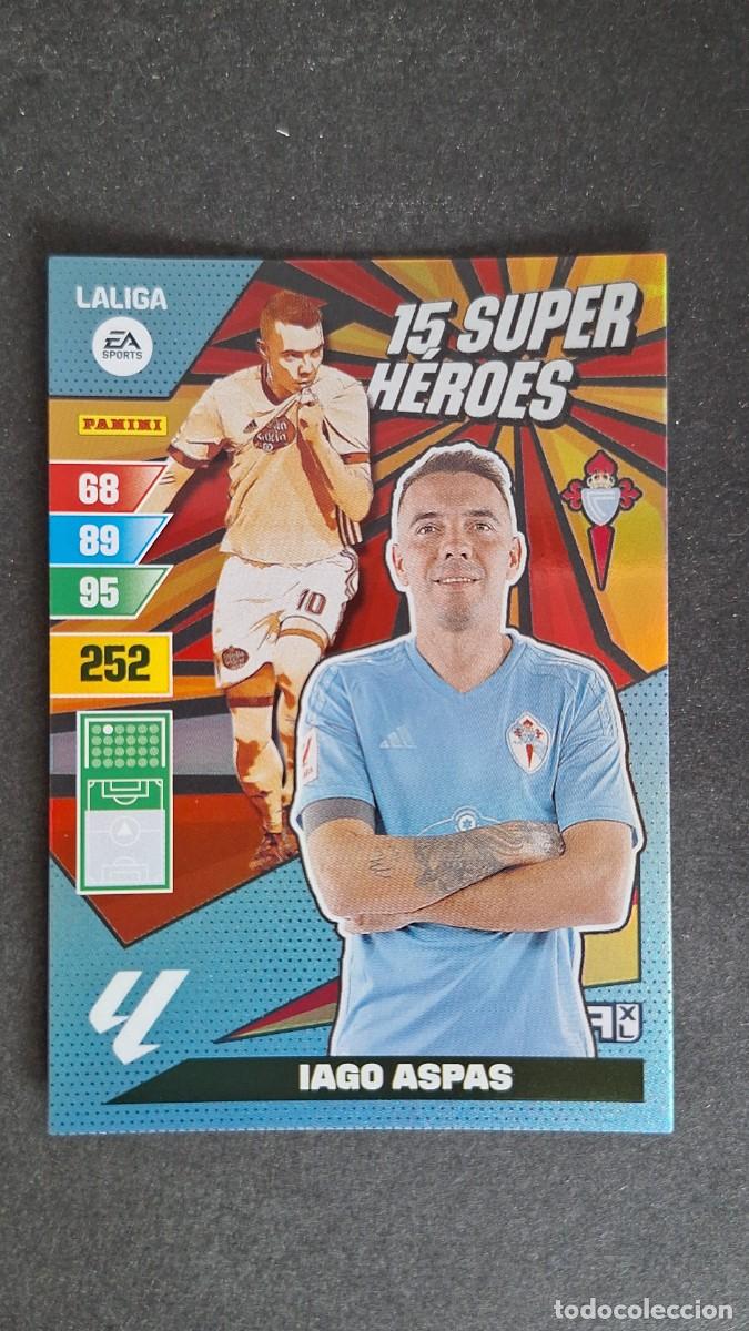 Cromos de F&uacute;tbol: L1 IAGO ASPAS CELTA DE VIGO 15 SUPER HEROES ADRENALYN XL LIGA 2023/2024 23 24 PANINI