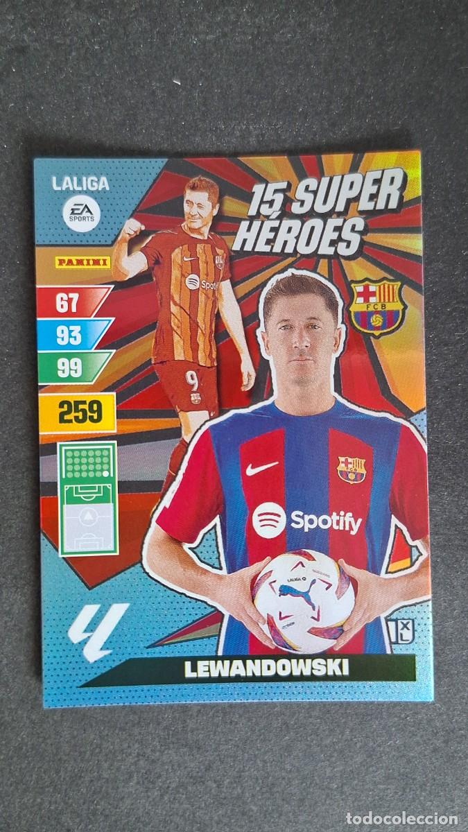 Cromos de F&uacute;tbol: L1 LEWANDOWSKI F. C. BARCELONA 15 SUPER HEROES ADRENALYN XL LIGA 2023/2024 23 24 PANINI