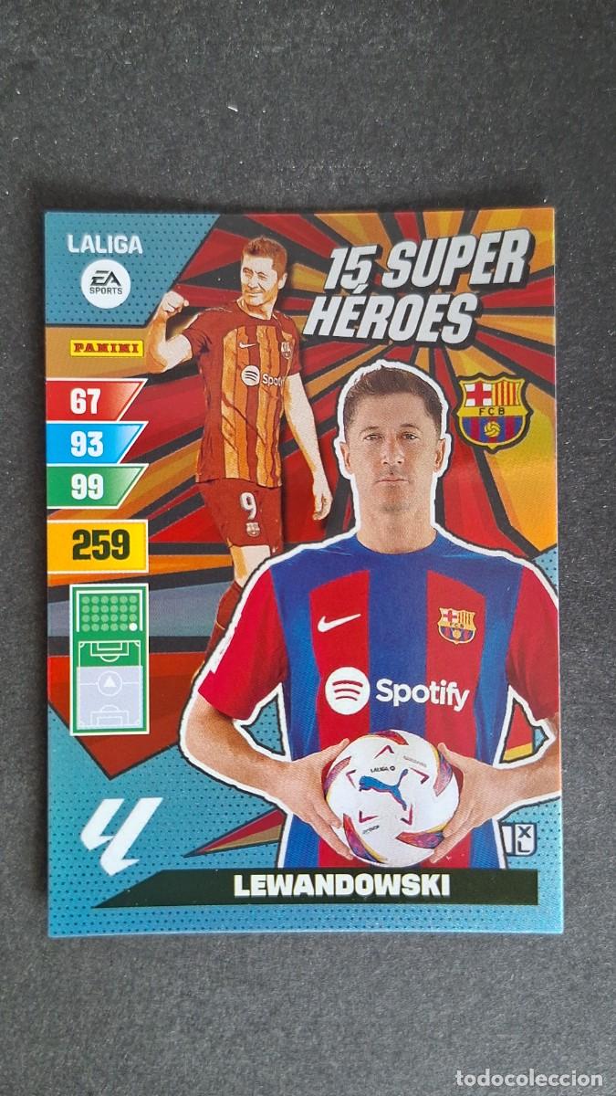 Cromos de F&uacute;tbol: L1 LEWANDOWSKI F. C. BARCELONA 15 SUPER HEROES ADRENALYN XL LIGA 2023/2024 23 24 PANINI