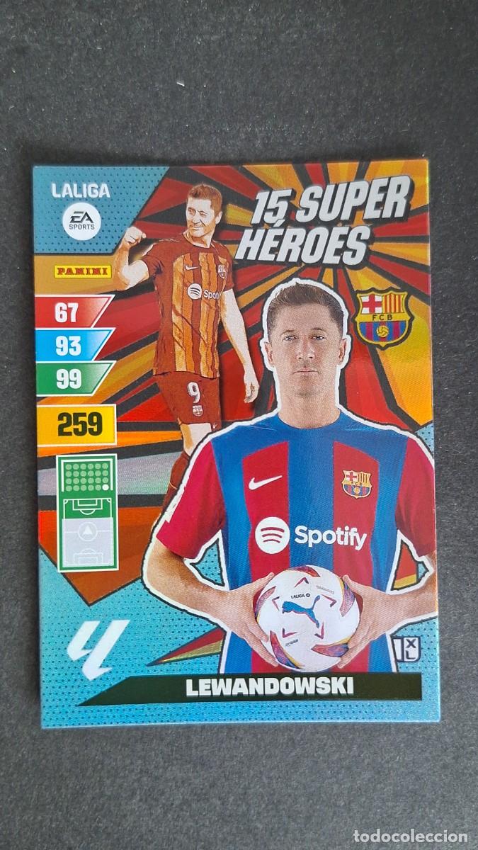 Cromos de F&uacute;tbol: L1 LEWANDOWSKI F. C. BARCELONA 15 SUPER HEROES ADRENALYN XL LIGA 2023/2024 23 24 PANINI