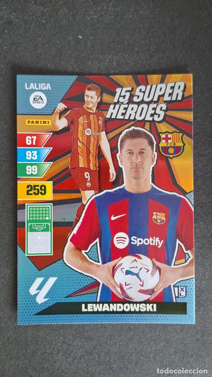 Cromos de F&uacute;tbol: L1 LEWANDOWSKI F. C. BARCELONA 15 SUPER HEROES ADRENALYN XL LIGA 2023/2024 23 24 PANINI