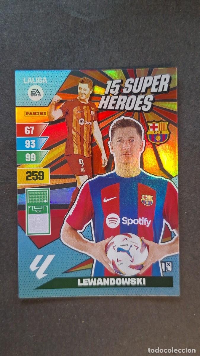 Cromos de F&uacute;tbol: L1 LEWANDOWSKI F. C. BARCELONA 15 SUPER HEROES ADRENALYN XL LIGA 2023/2024 23 24 PANINI