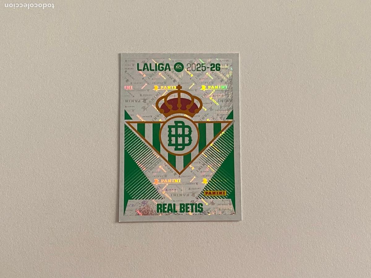 Cromos de F&uacute;tbol: LALIGA ESTE 2025 2026 EA SPORTS 25 26 ALBUM PANINI LIGA N 1 REAL BETIS ESCUDO