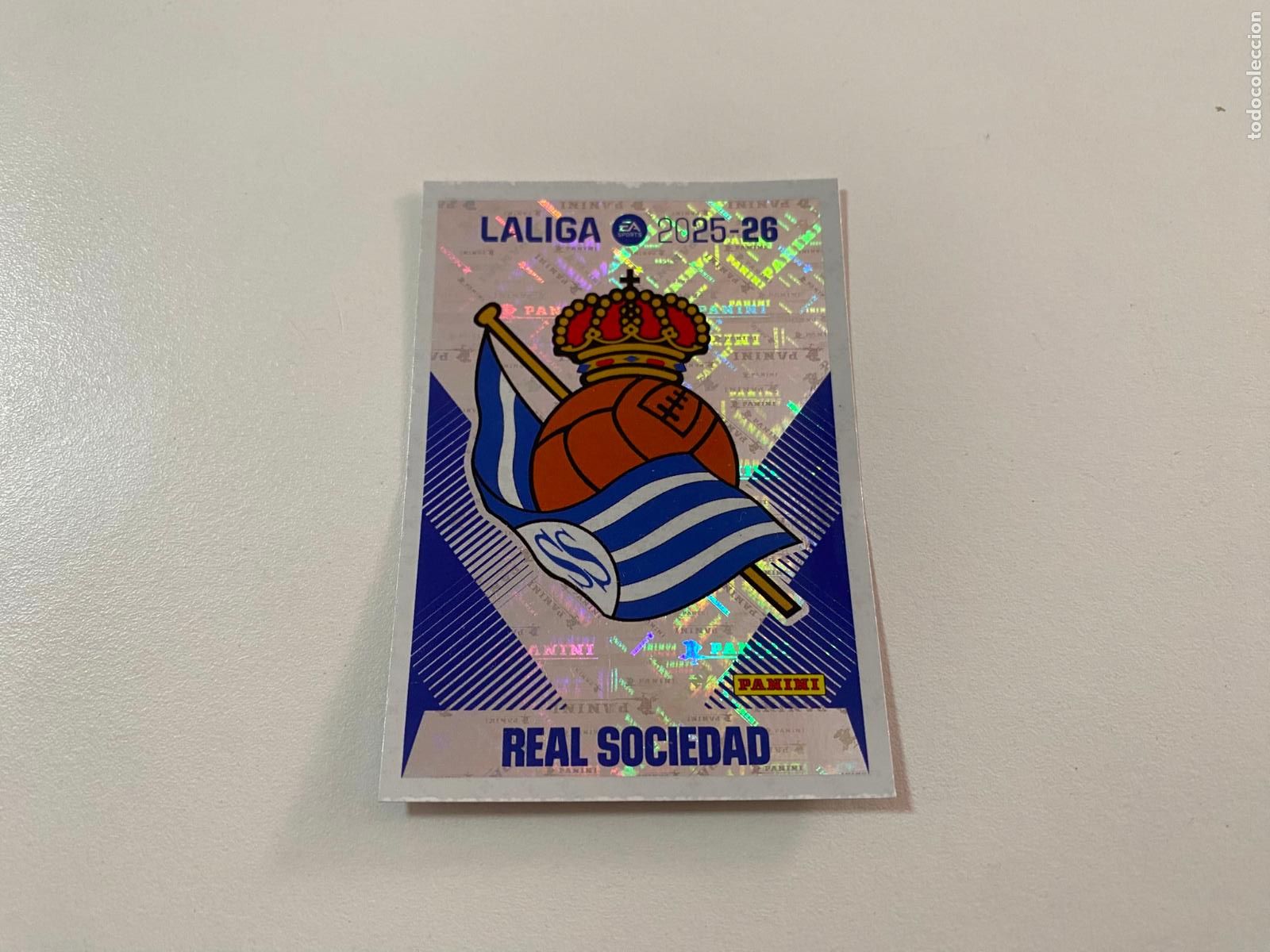 Cromos de F&uacute;tbol: LALIGA ESTE 2025 2026 EA SPORTS 25 26 ALBUM PANINI LIGA N 1 REAL SOCIEDAD ESCUDO