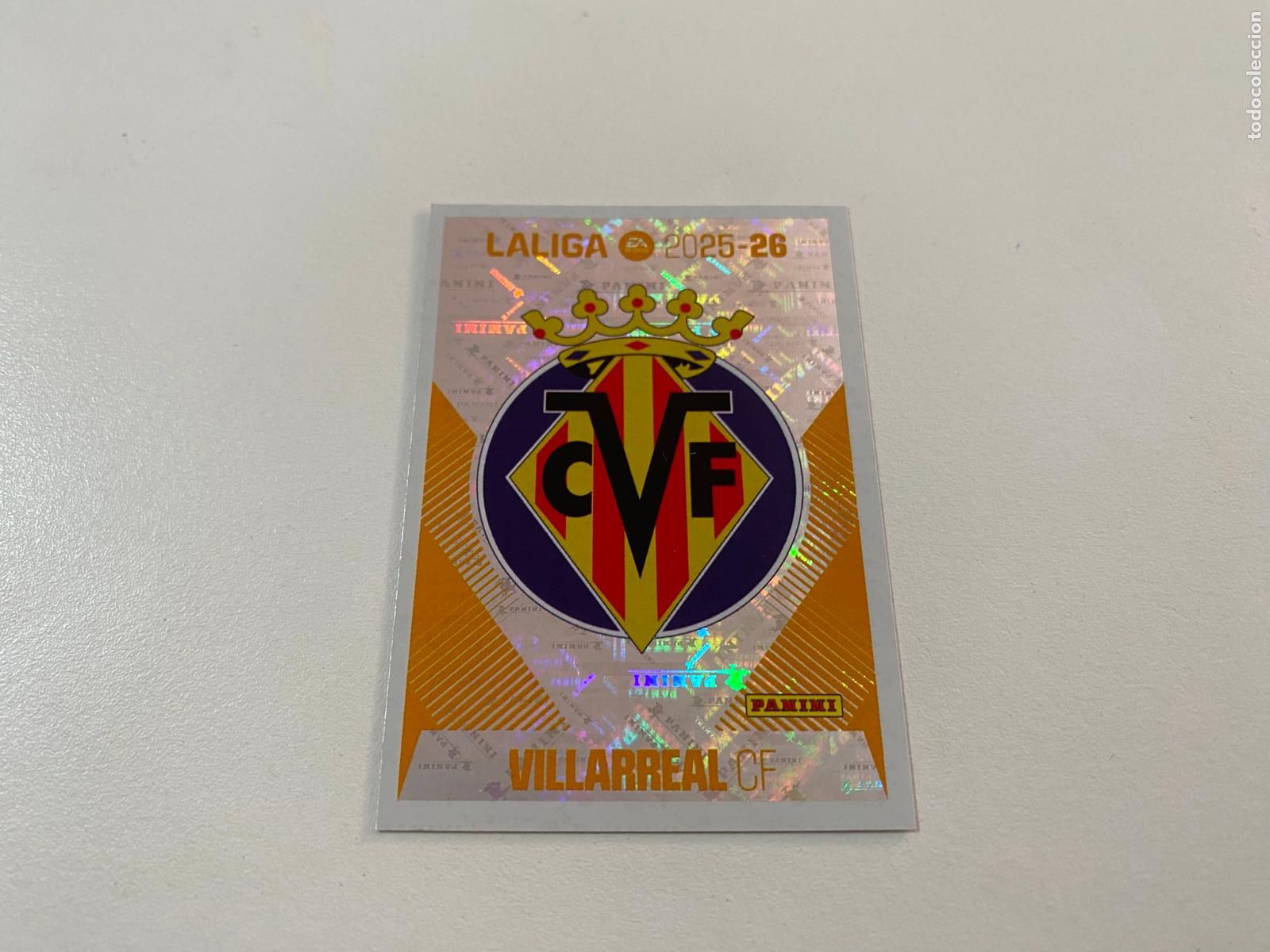 Cromos de F&uacute;tbol: LALIGA ESTE 2025 2026 EA SPORTS 25 26 ALBUM PANINI LIGA N 1 VILLARREAL CF ESCUDO