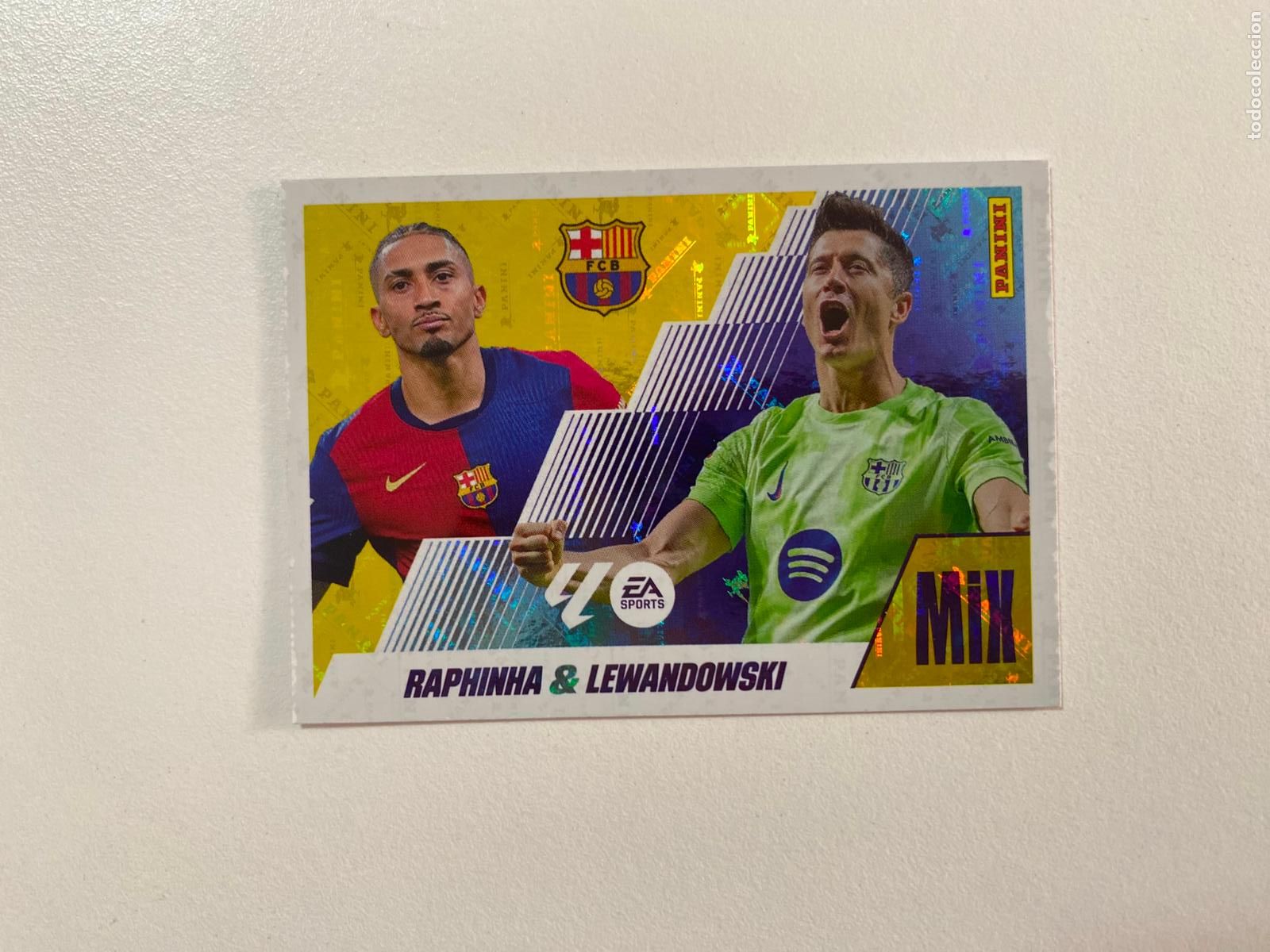 Figurine di Calcio: LALIGA ESTE 2025 2026 EA SPORTS 25 26 ALBUM PANINI MIX N 21 FC BARCELONA RAPHINHA / LEWANDOWSKI
