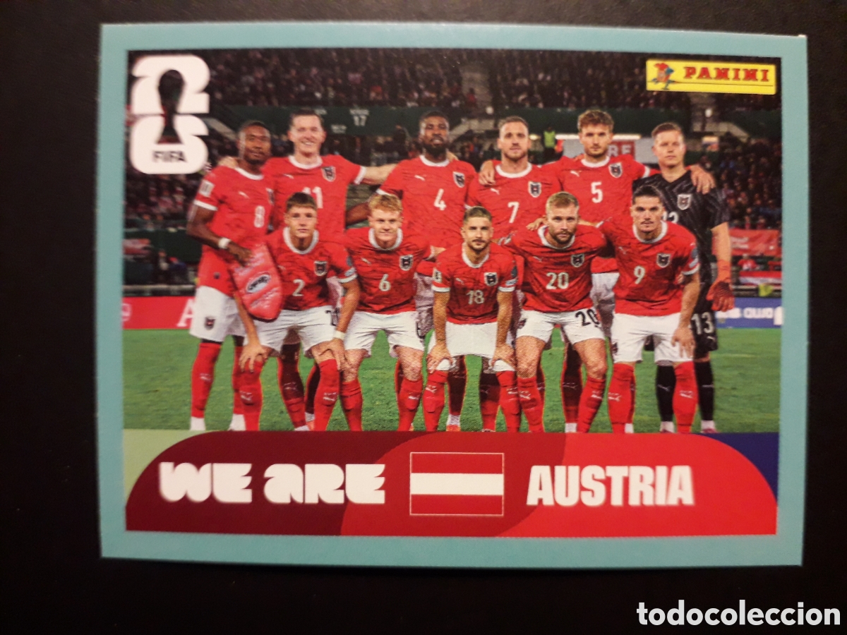 Cromos de F&uacute;tbol: EQUIPO AUSTRIA AUT 13 MUNDIAL F&Uacute;TBOL 2026 FIFA WORLD CUP PANINI SIN PEGAR PEDIDO M&Iacute;NIMO 3&euro;.