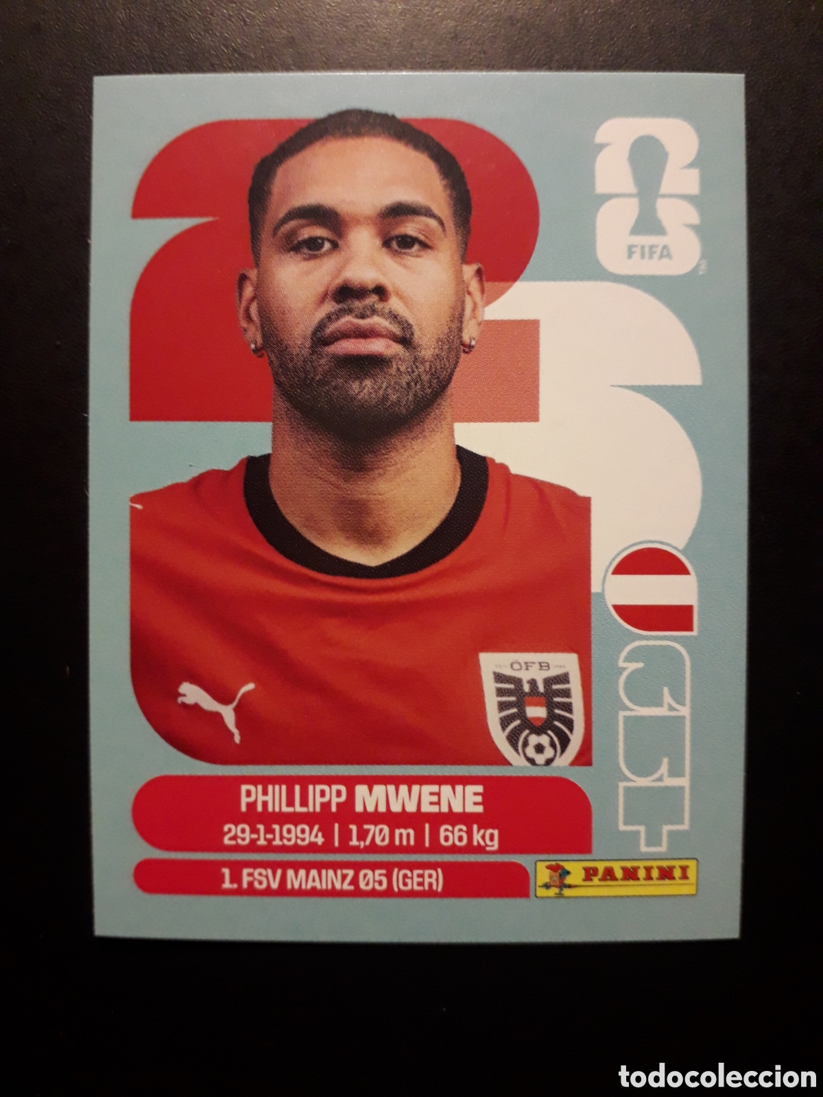 Cromos de F&uacute;tbol: MWENE AUSTRIA AUT 8 MUNDIAL F&Uacute;TBOL 2026 FIFA WORLD CUP PANINI SIN PEGAR PEDIDO M&Iacute;NIMO 3&euro;