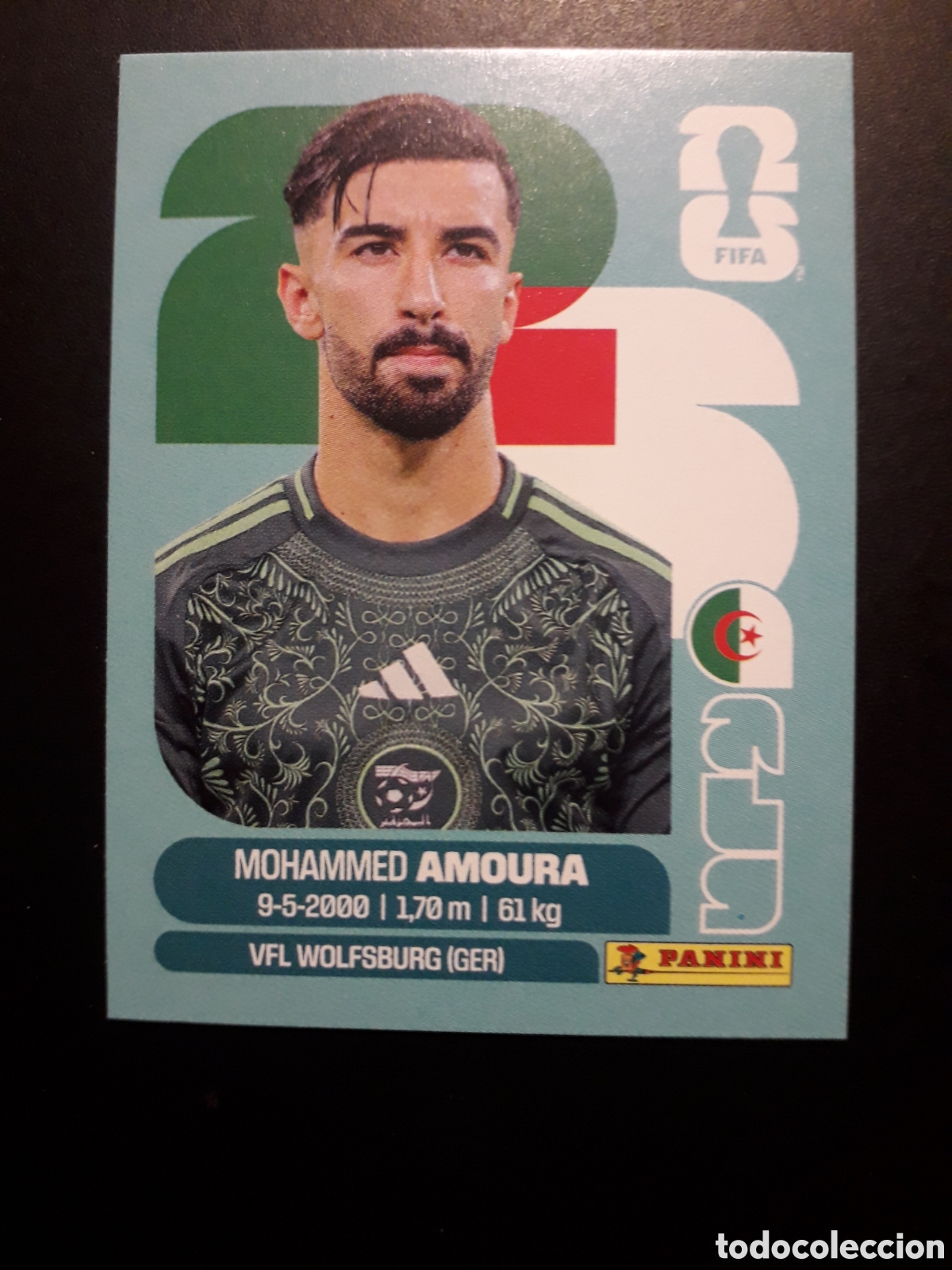 Cromos de F&uacute;tbol: AMOURA ARGELIA ALG 20 MUNDIAL F&Uacute;TBOL 2026 FIFA WORLD CUP PANINI SIN PEGAR PEDIDO M&Iacute;NIMO 3&euro;
