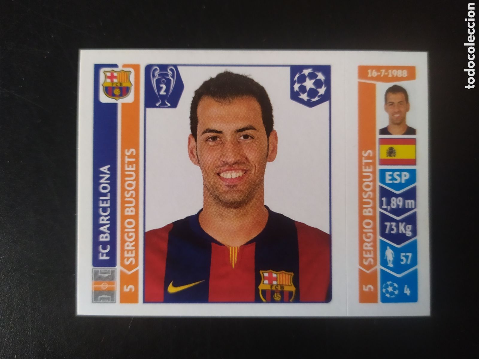 Cromos de F&uacute;tbol: UEFA Champions League 2014 2015 14 15 panini Sergio Busquets n&deg; 423 Barcelona