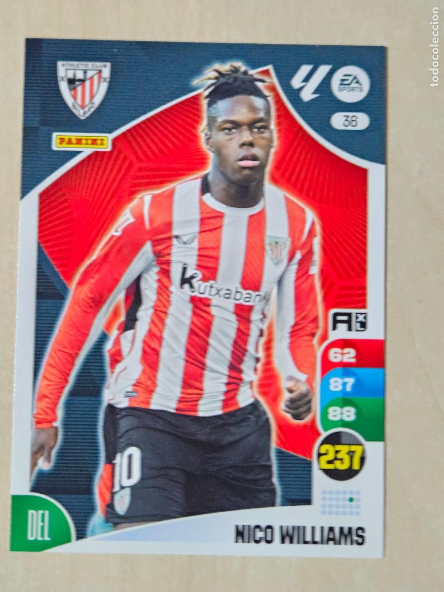 Cromos de F&uacute;tbol: FICHA N&ordm; 36 NICO WILLIAMS - ADRENALYN 24 25 - PANINI 2024 - 25 - CROMO - ATHLETIC DE BILBAO