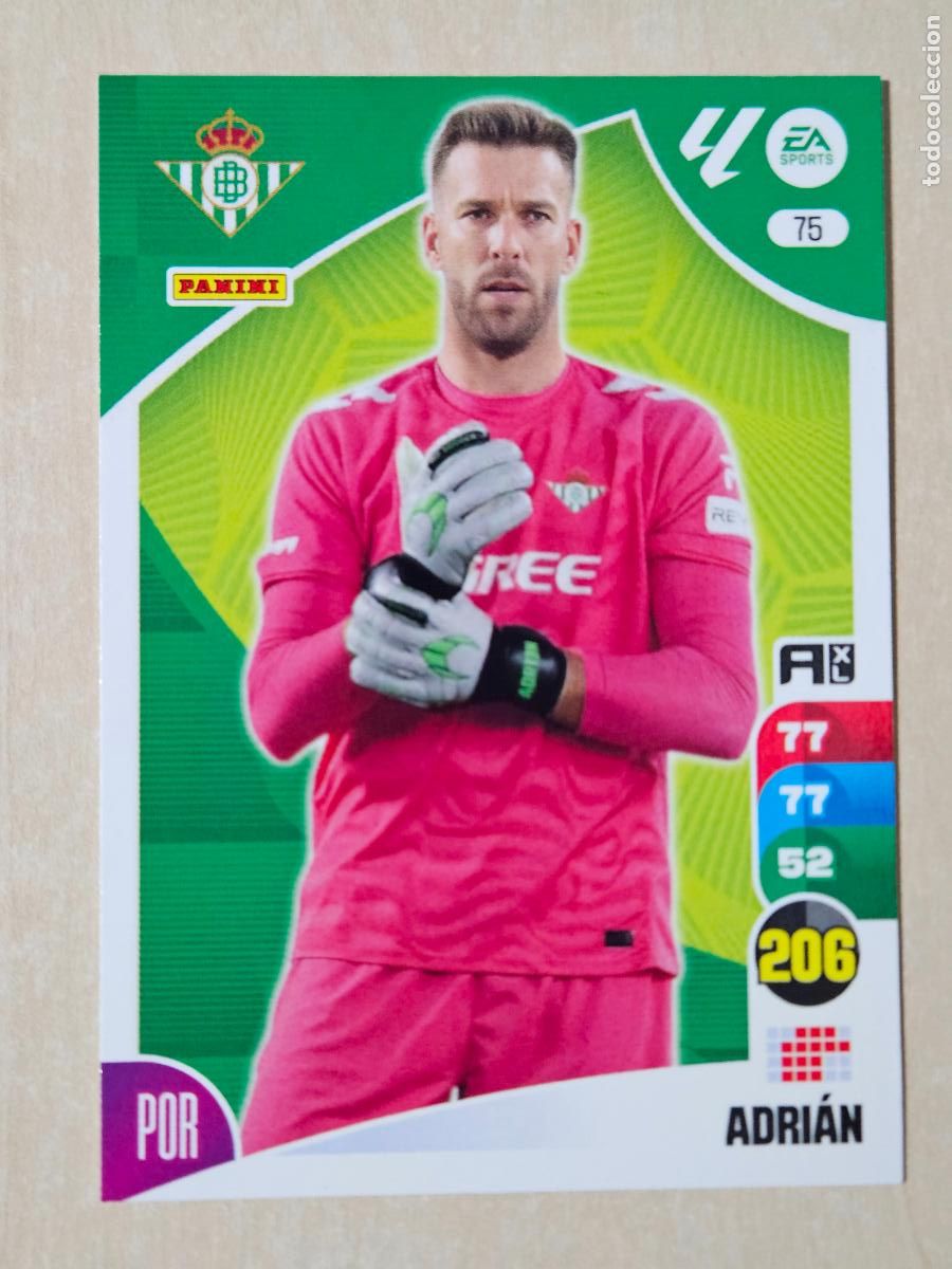 Cromos de F&uacute;tbol: FICHA N&ordm; 75 ADRIAN - ADRENALYN 24 25 - PANINI 2024 - 25 - CROMO - REAL BETIS