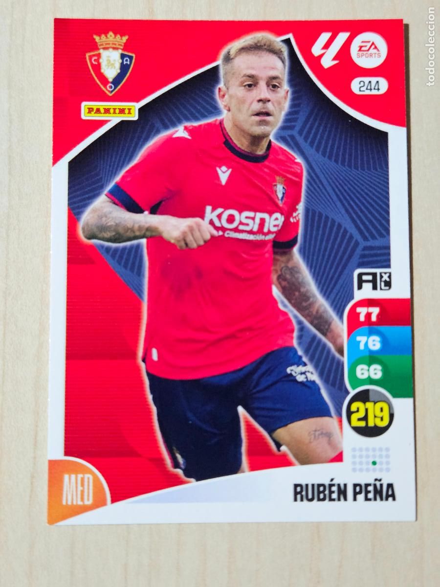 Cromos de F&uacute;tbol: FICHA N&ordm; 244 RUBEN PE&Ntilde;A - ADRENALYN 24 25 - PANINI 2024 - 25 - CROMO - OSASUNA