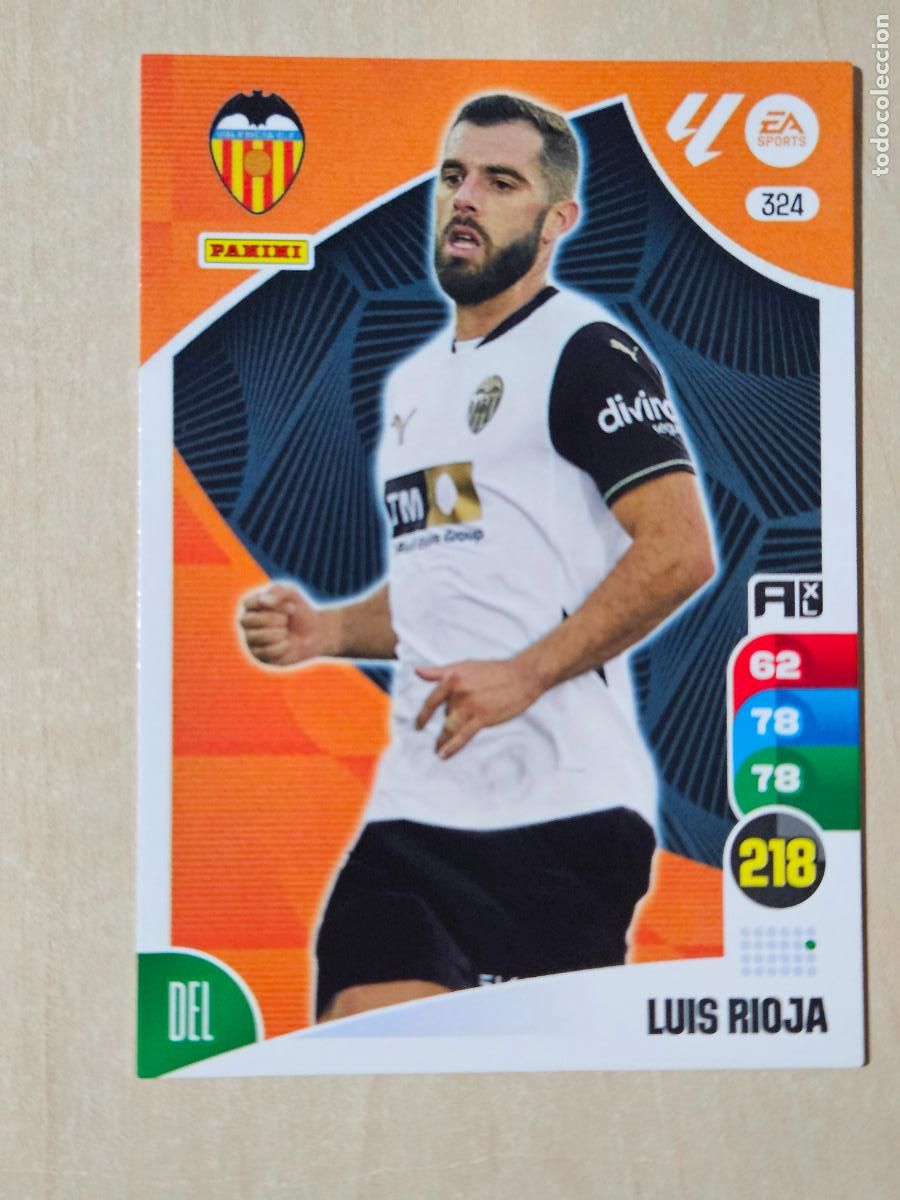 Figurine di Calcio: FICHA N&ordm; 324 LUIS RIOJA - ADRENALYN 24 25 - PANINI 2024 - 25 - CROMO -VALENCIA