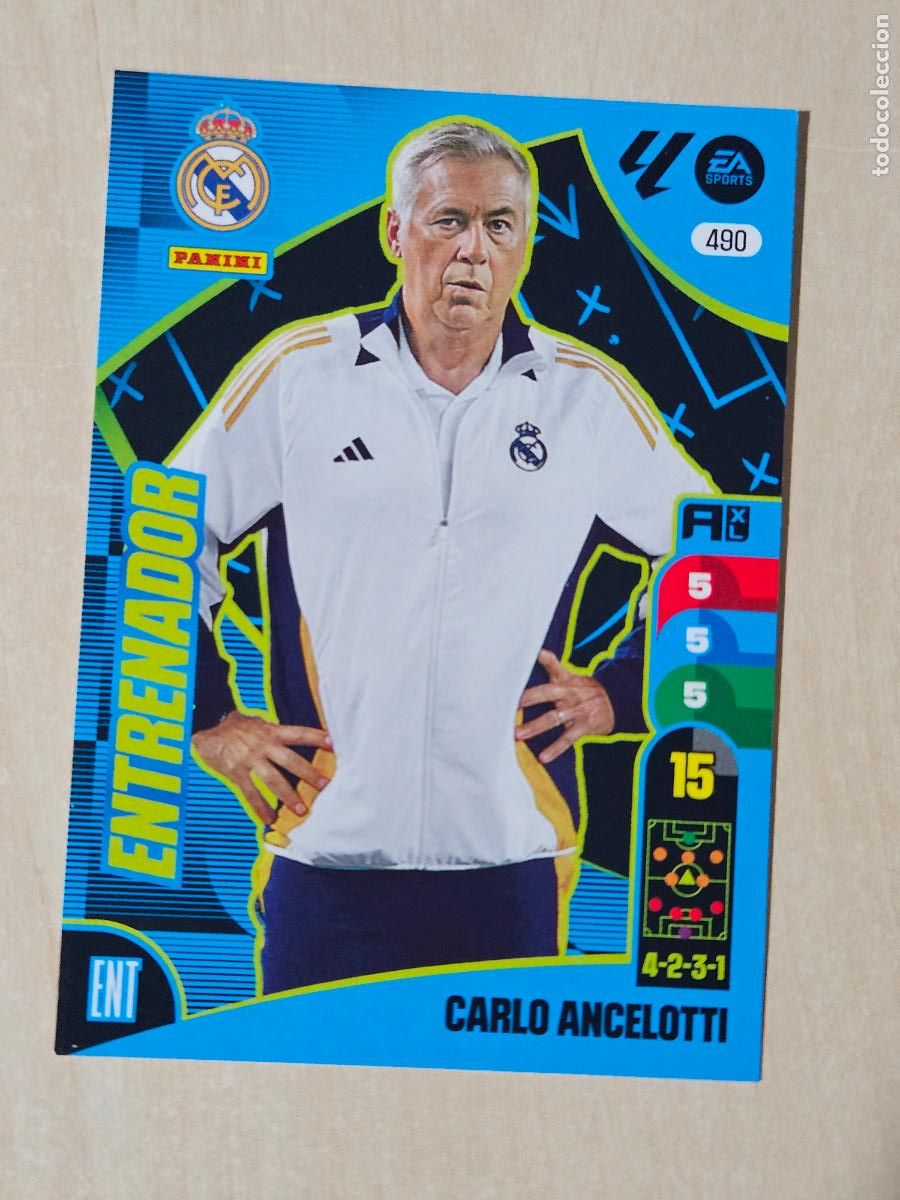 Cromos de F&uacute;tbol: FICHA N&ordm; 490 CARLO ANCELOTTI - ADRENALYN 24 25 - PANINI 2024 - 25 - CROMO - ENTRENADOR