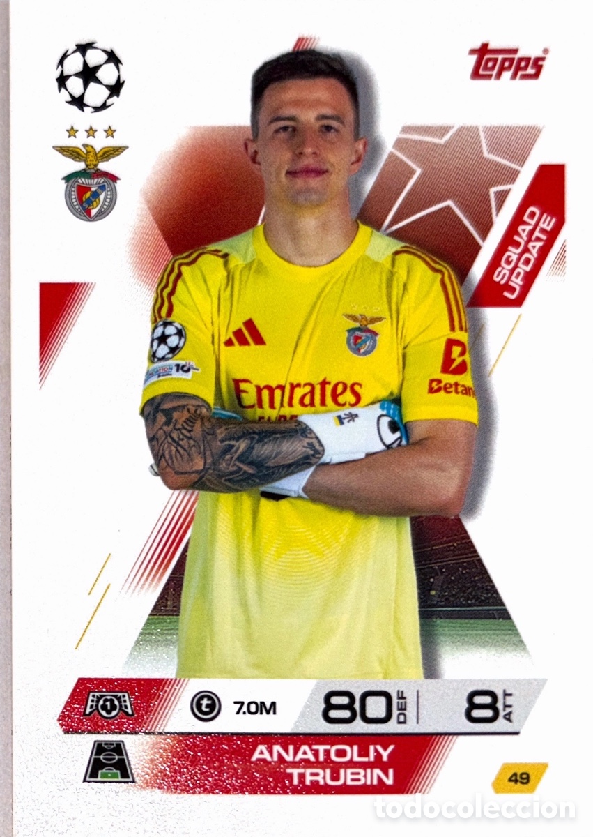 Cartes &agrave; collectionner de Football: 49. Anatoliy Trubin - SL Benfica - (MATCH ATTAX EXTRA CHAMPIONS LEAGUE 2025/26) TOPPS