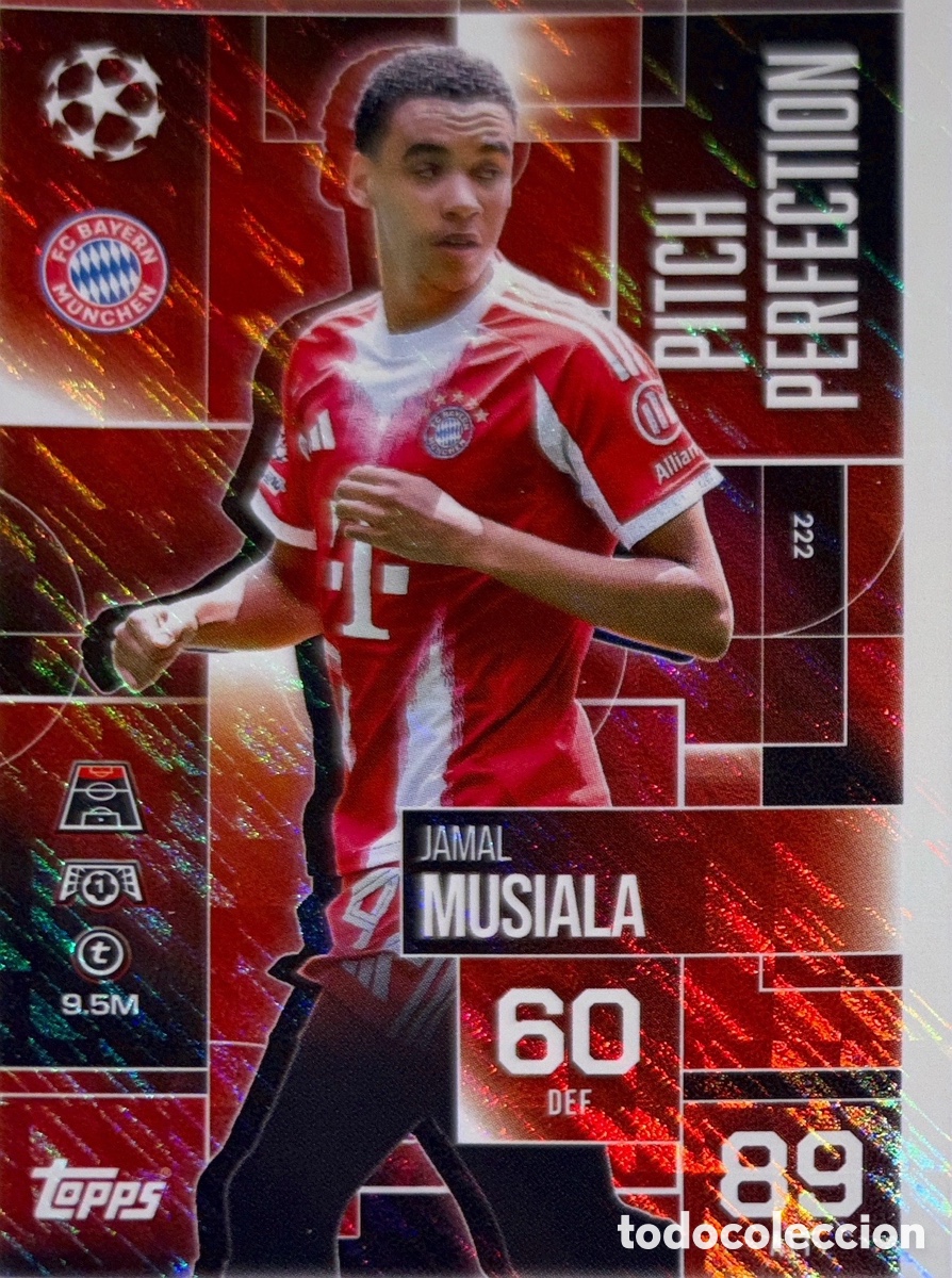 Football Stickers: 222. Jamal Musiala - Bayern Munich -(Pitch Perfection) MATCH ATTAX EXTRA CHAMPIONS LEAGUE 2025/26