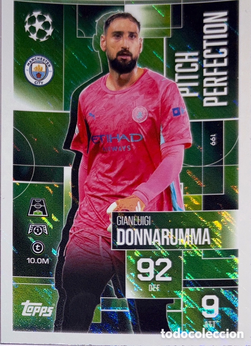 Football Stickers: 199- Donnarumma - Manchester City (Pitch Perfection- MATCH ATTAX EXTRA CHAMPIONS LEAGUE 2025/26