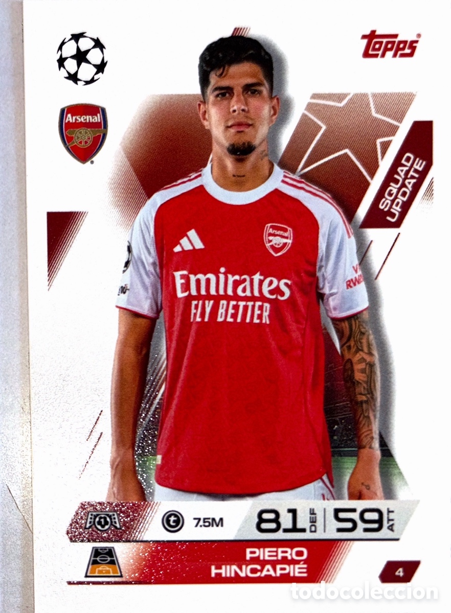 Football Stickers: 4. Piero Hincapi&eacute; - Arsenal - (MATCH ATTAX EXTRA CHAMPIONS LEAGUE 2025/26)