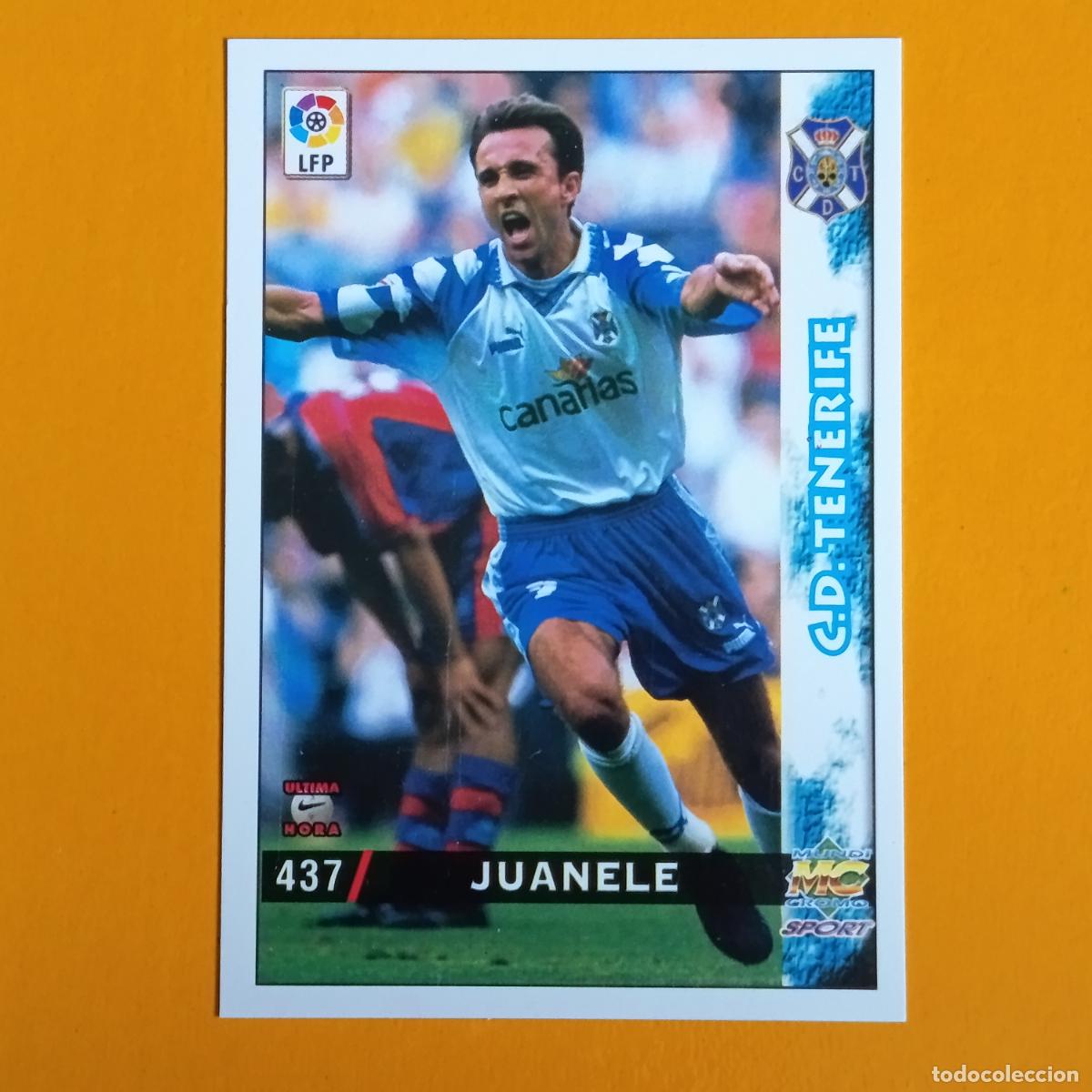 Fu&szlig;ball-Sticker: 437 JUANELE. &Uacute;LTIMA HORA. C D TENERIFE. LAS FICHAS DE LA LIGA 98-99. MUNDICROMO