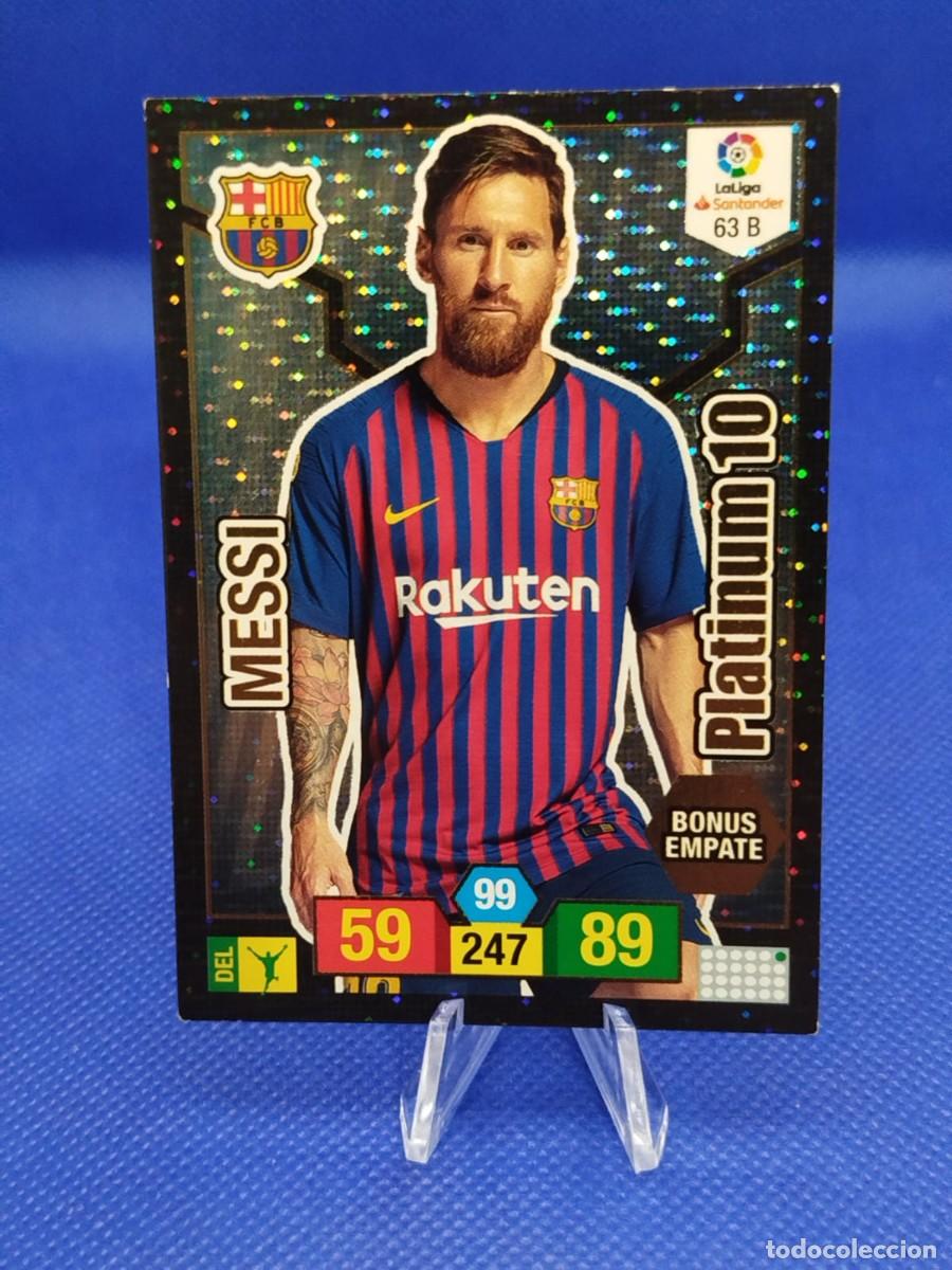 Cromos de F&uacute;tbol: #63B LIONEL MESSI FC BARCELONA 2018 2019 PANINI ADRENALYN XL &rdquo;PLATINUM 10&rdquo;
