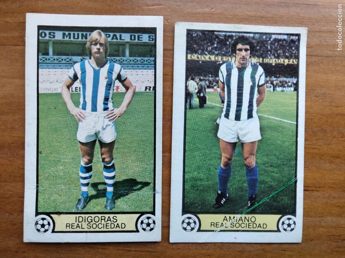 Cartes &agrave; collectionner de Football: Lote 2 cromos Idigoras Amiano Real Sociedad &aacute;lbum liga este 79 80