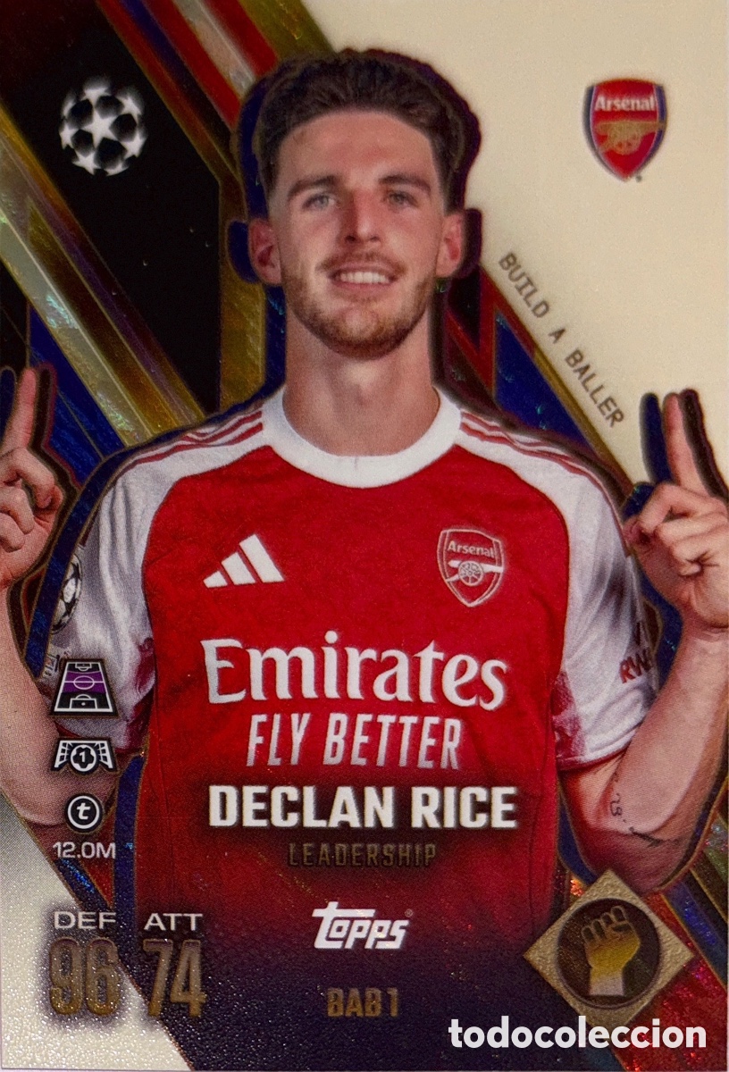 Cartes &agrave; collectionner de Football: BAB 1. Declan Rice (Arsenal) - MATCH ATTAX EXTRA CHAMPIONS LEAGUE 2025/26