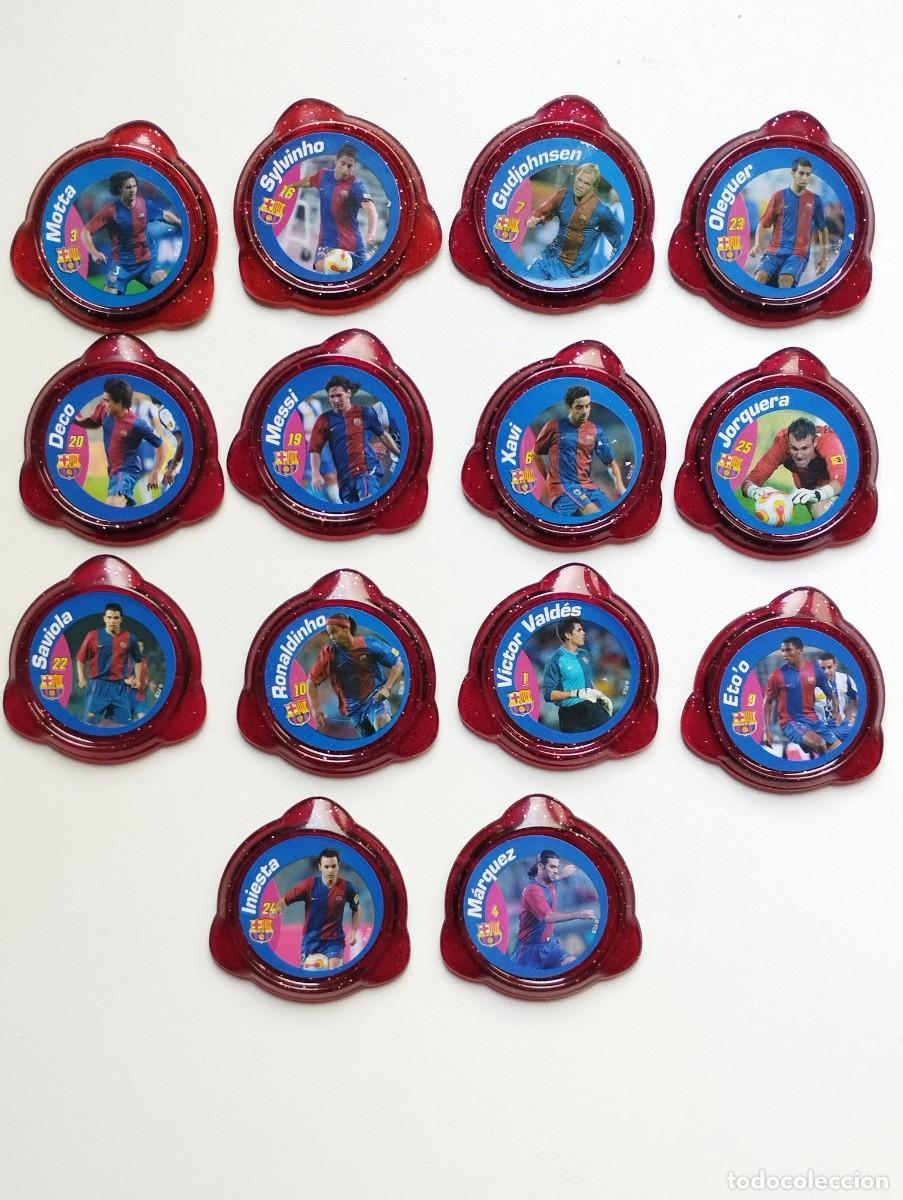 Cromos de F&uacute;tbol: LOTE TAZOS KRAKS BARCELONA 2007 2008 MESSI RONALDINHO INIESTA XAVI PIQUE DECO ETO'O SAVIOLA MARQUEZ