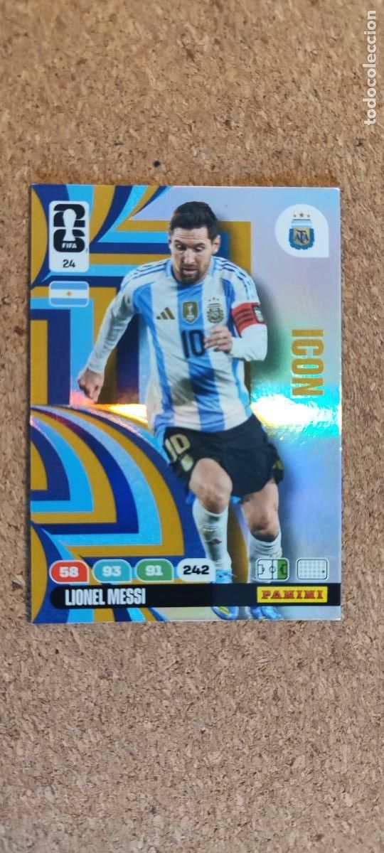 Cromos de F&uacute;tbol: ADRENALYN XL FIFA WORLD CUP 2026 CARD ICON MESSI ARGENTINA # 24 PANINI