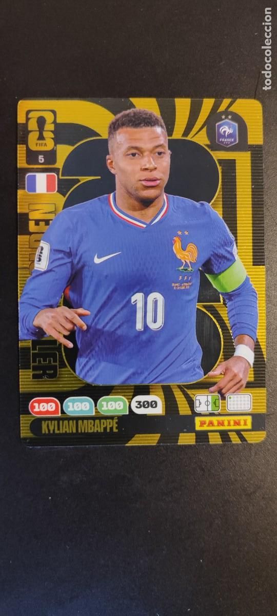 Cromos de F&uacute;tbol: ADRENALYN XL FIFA WORLD CUP 2026 CARD GOLDEN BALLER MBAPPE FRANCIA # 5 PANINI