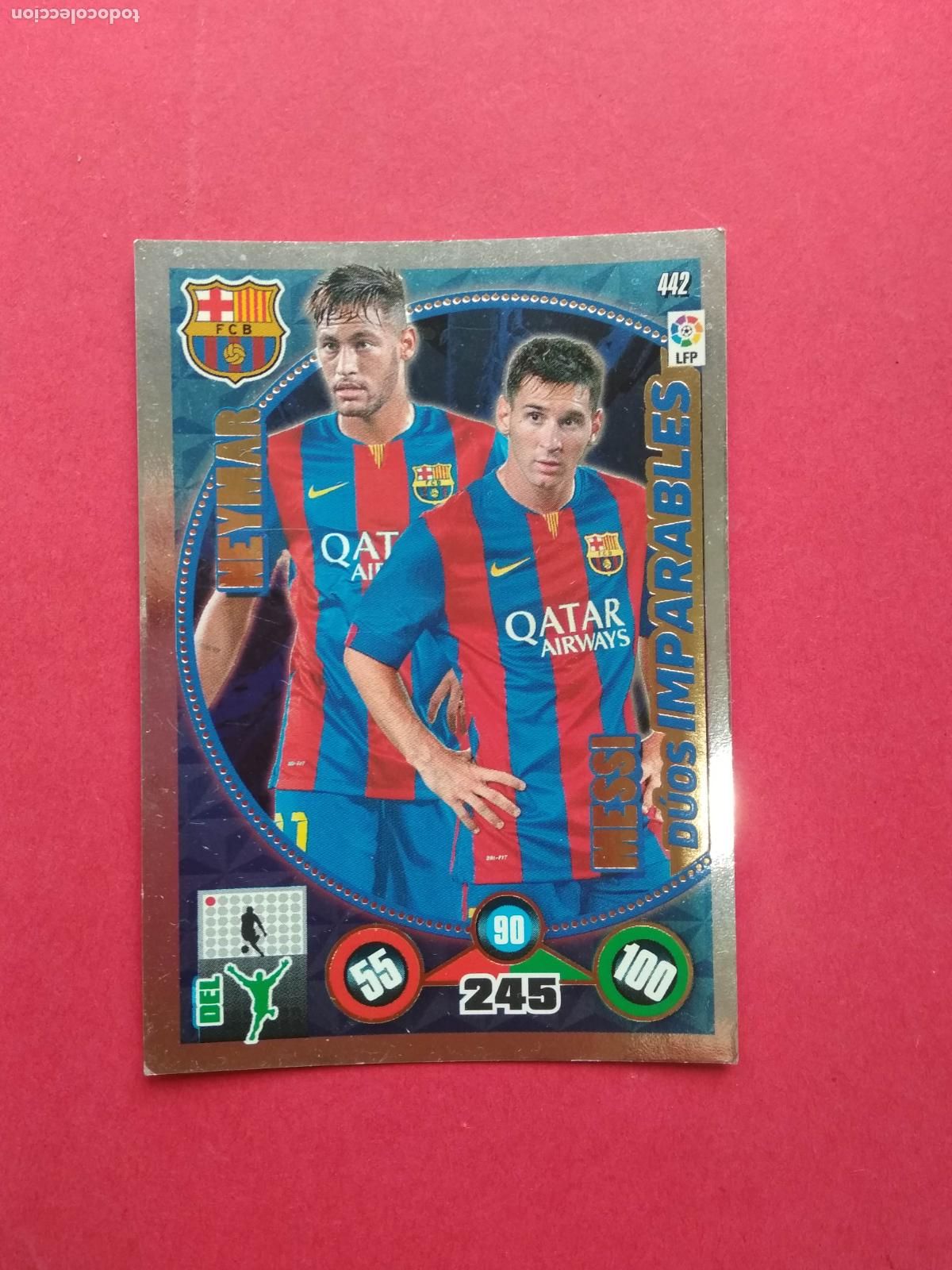 Cromos de F&uacute;tbol: PANINI ADRENALYN CROMO CARD FICHA LIGA 14 15 2014 2015 MESSI NEYMAR BARCELONA N&ordm; 442