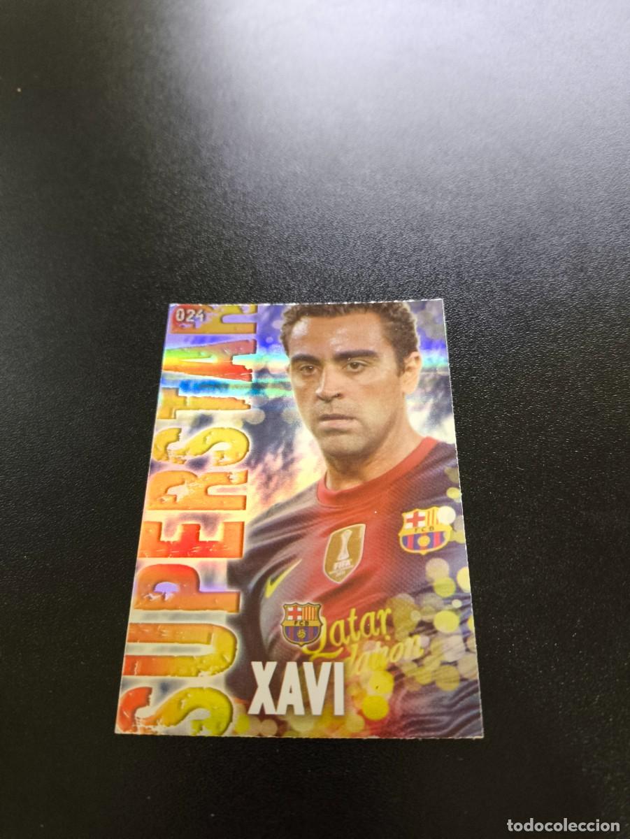 Cromos de F&uacute;tbol: 24 XAVI SUPERSTAR FONDO RAYAS BARCELONA MUNDICROMO LIGA 2013 2014 13 14 NO PANINI ESTE