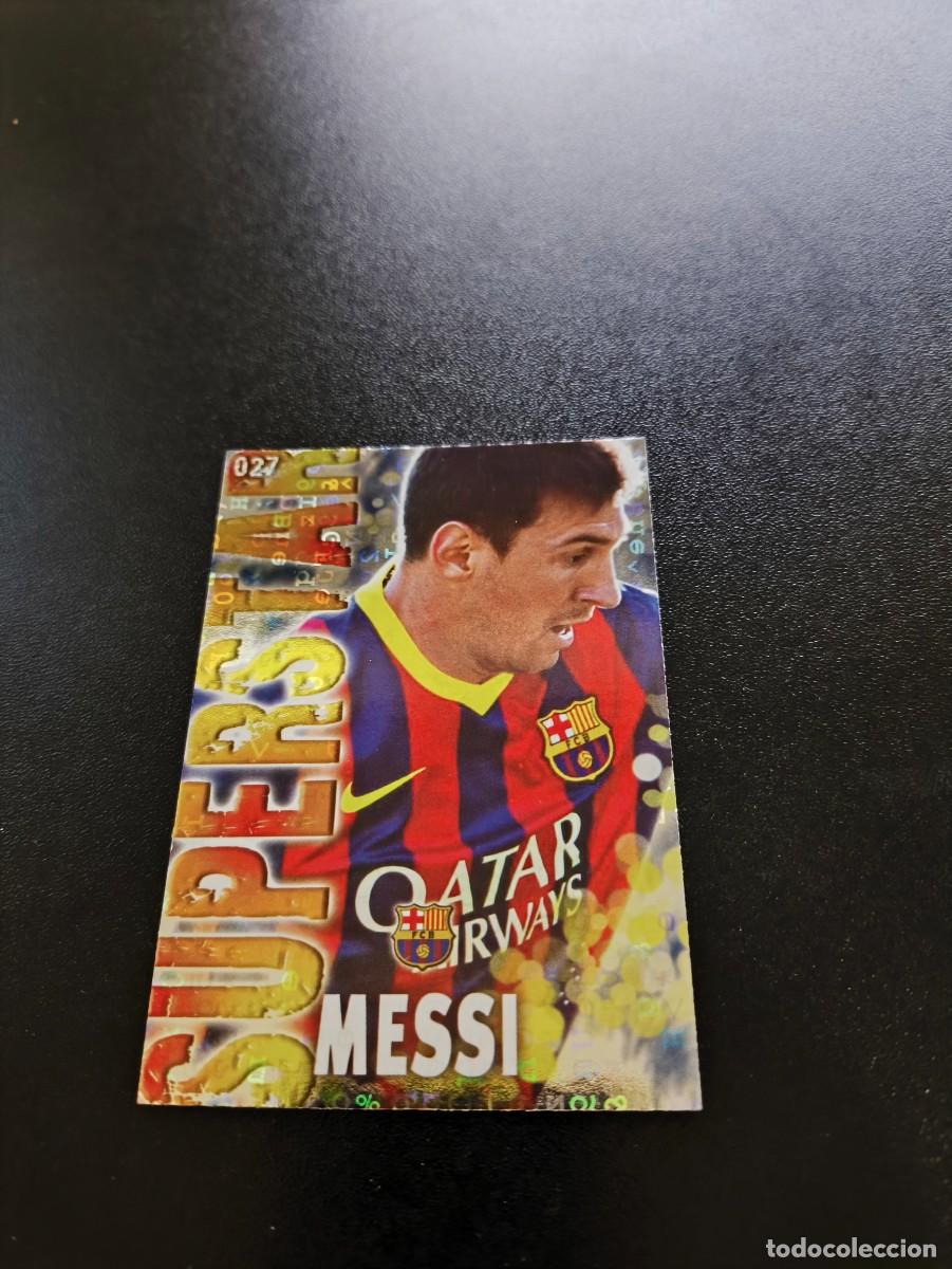 Cromos de F&uacute;tbol: 27 MESSI SUPERSTAR FONDO BRILLO LETRAS BARCELONA MUNDICROMO LIGA 2013 2014 13 14 NO PANINI ESTE