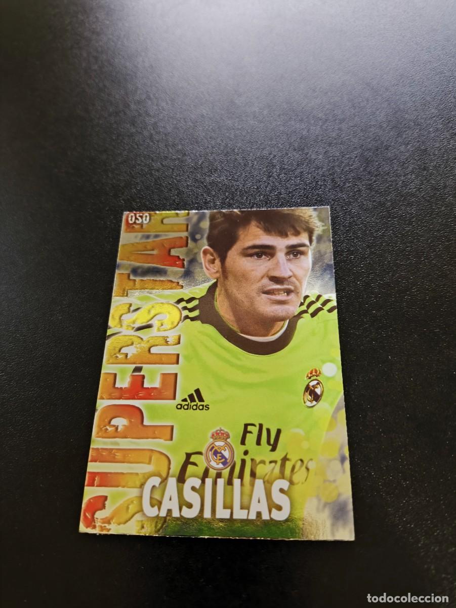 Cromos de F&uacute;tbol: 50 CASILLAS SUPERSTAR FONDO BRILLO LISO REAL MADRID MUNDICROMO LIGA 2013 2014 13 14 NO PANINI ESTE