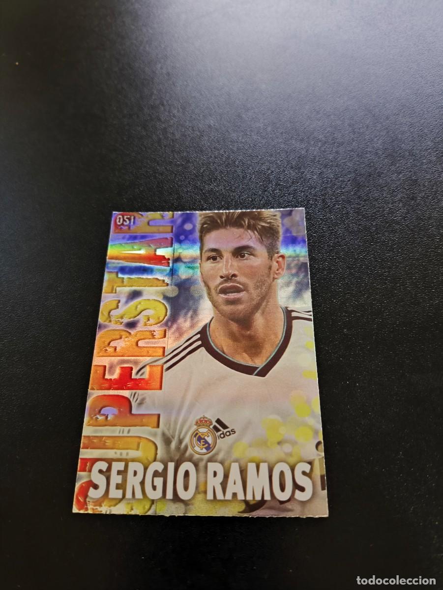 Cromos de F&uacute;tbol: 51 SERGIO RAMOS SUPERSTAR FONDO RAYAS REAL MADRID MUNDICROMO LIGA 2013 2014 13 14 NO PANINI ESTE