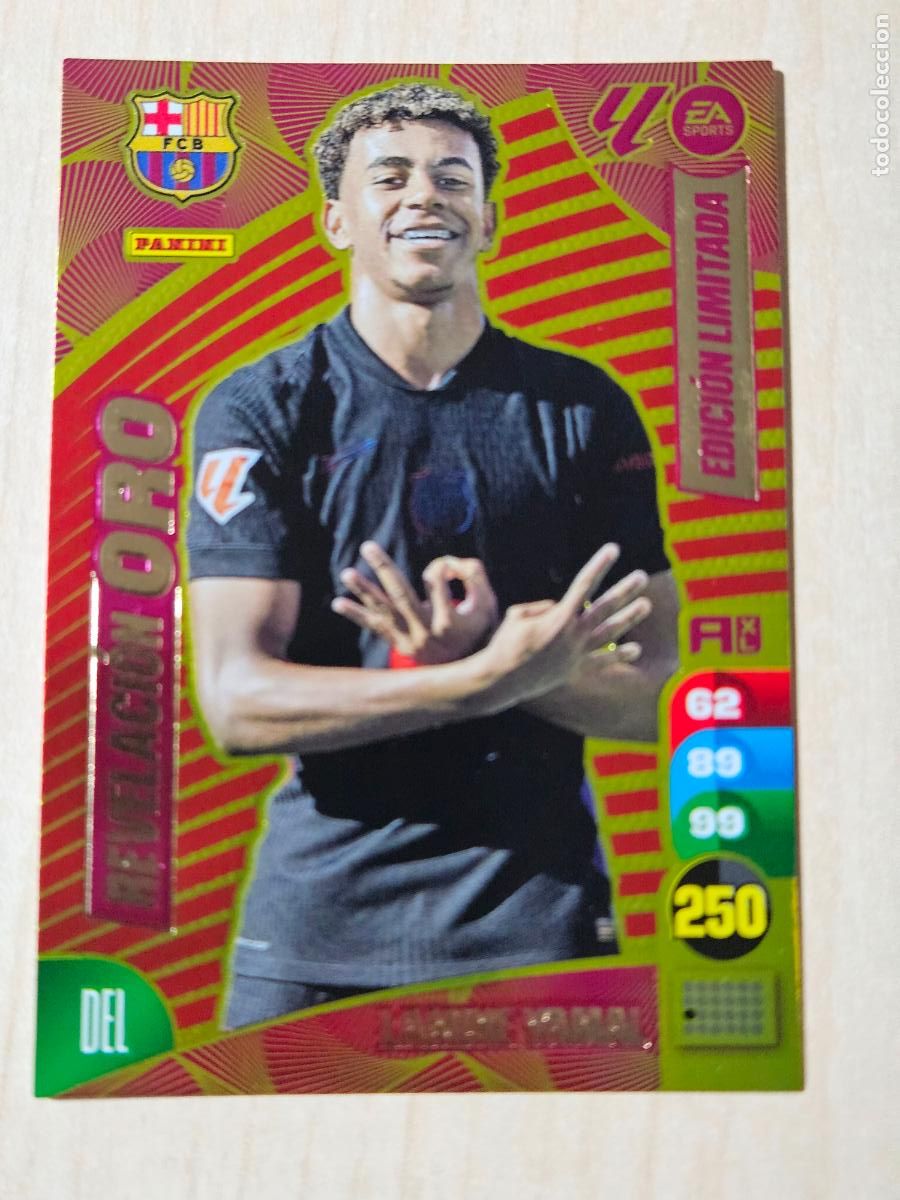 Cromos de F&uacute;tbol: FICHA LAMINE YAMAL PREMIUM ORO - ADRENALYN 24 25 - PANINI 2024 - 25 - CROMO - REVELACION ORO