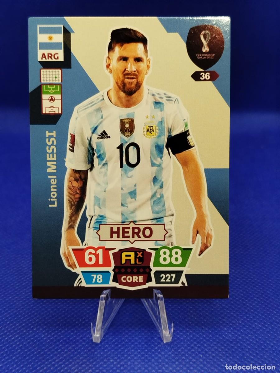 Cromos de F&uacute;tbol: #36 LIONEL MESSI ARGENTINA 2022 PANINI FIFA WORLD CUP QATAR ADRENALYN XL &rdquo;HERO&rdquo;