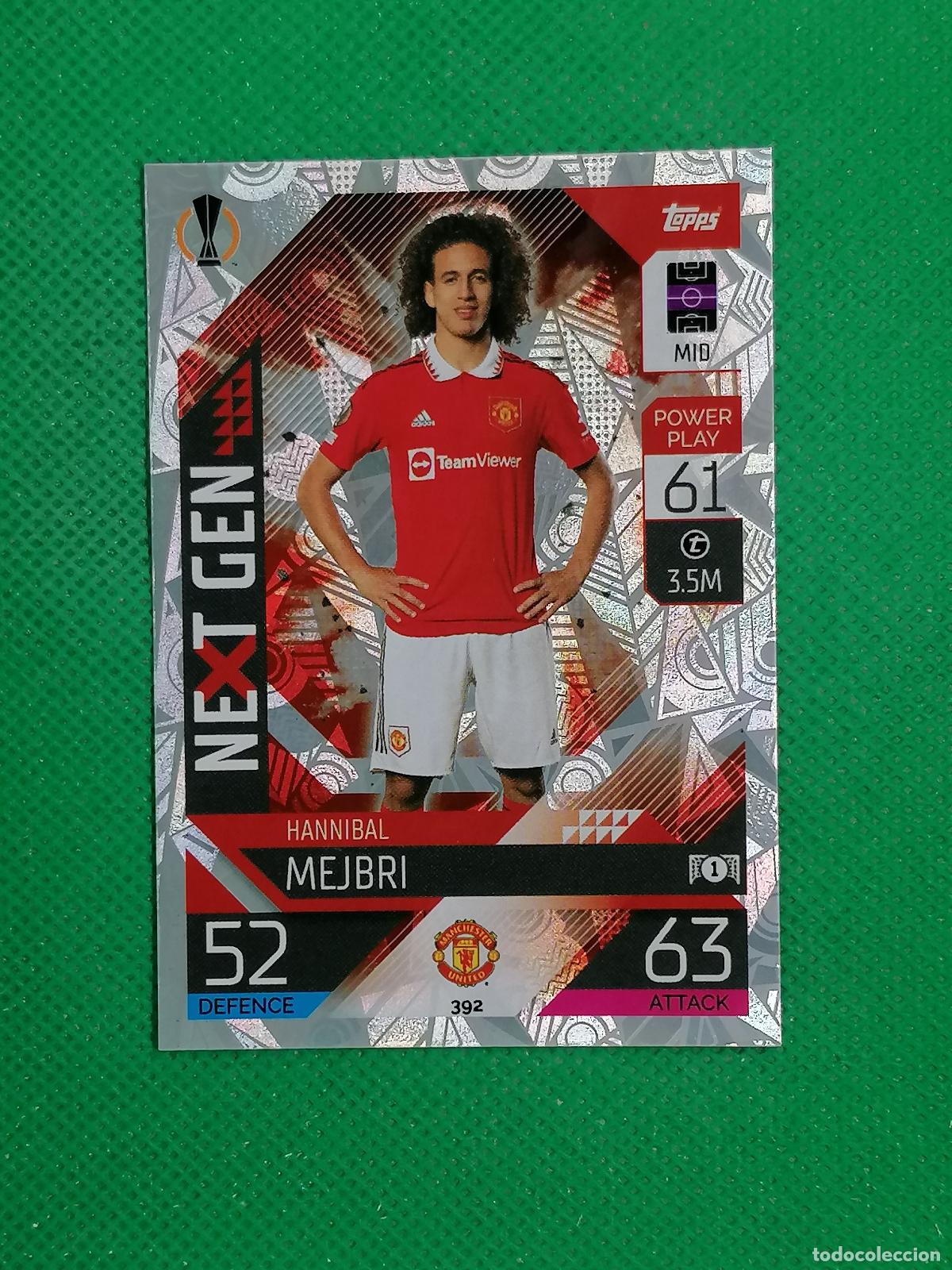 Fu&szlig;ball-Sticker: 392 HANNIBAL MEJBRI MANCHESTER UNITED NEXT GEN ⚽ TOPPS MATCH ATTAX CHAMPIONS 2022 2023 22 23 ⚽