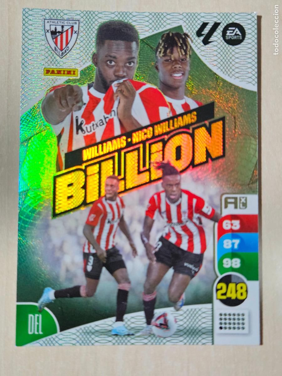 Cromos de F&uacute;tbol: ADRENALYN XL BILLION WILLIAMS NICO WILLIAMS ATHLETIC CLUB DE BILBAO LIGA 24 25 2024 2025 PANINI