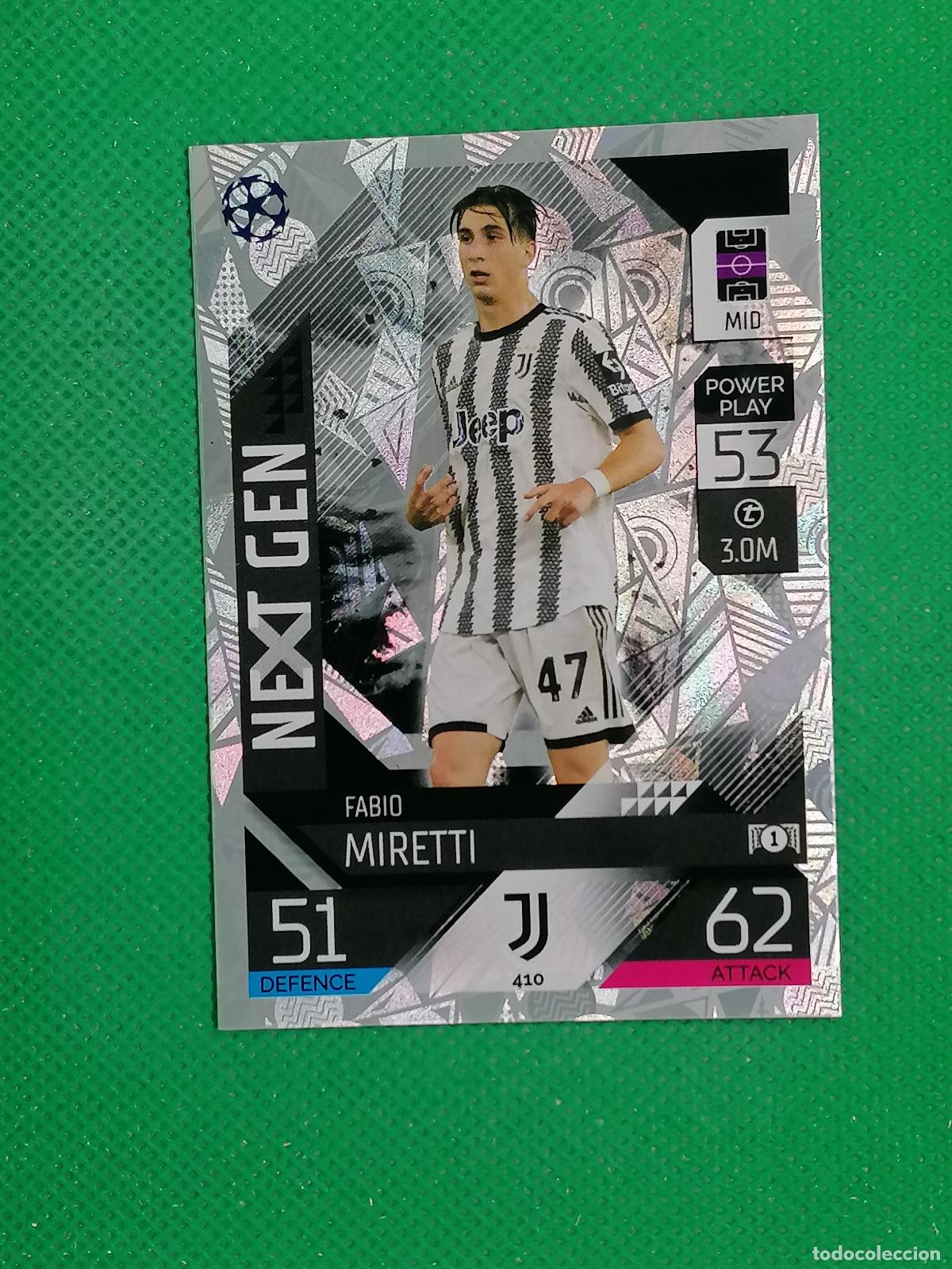 Cartes &agrave; collectionner de Football: 410 FABIO MIRETTI JUVENTUS NEXT GEN ⚽ TOPPS MATCH ATTAX CHAMPIONS 2022 2023 22 23 ⚽