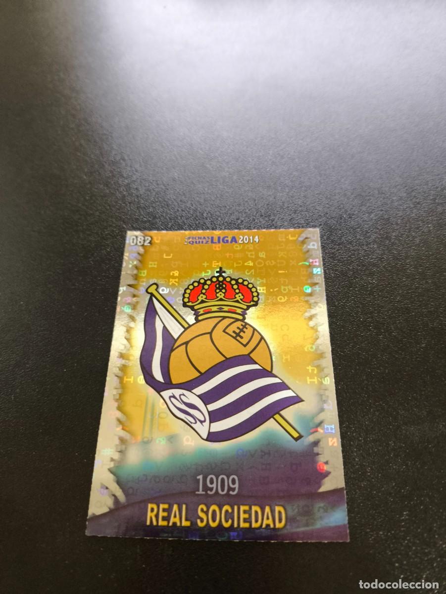 Cromos de F&uacute;tbol: 82 ESCUDO REAL SOCIEDAD BRILLO LETRAS MUNDICROMO LIGA 2013 2014 13 14 NO PANINI ESTE
