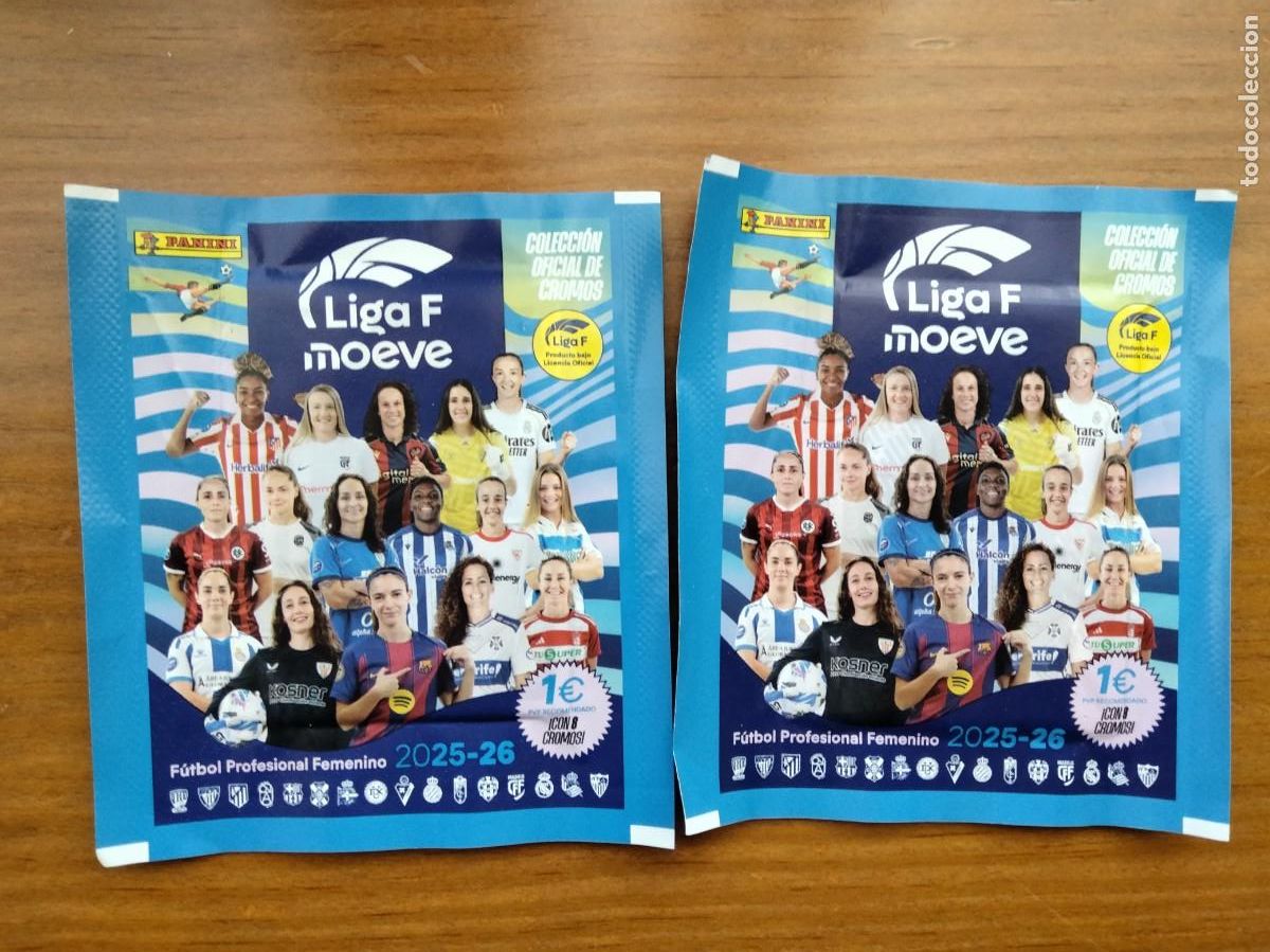 Fu&szlig;ball-Sticker: 2 sobres sin abrir liga femenina F Moeve 2025 2026 panini