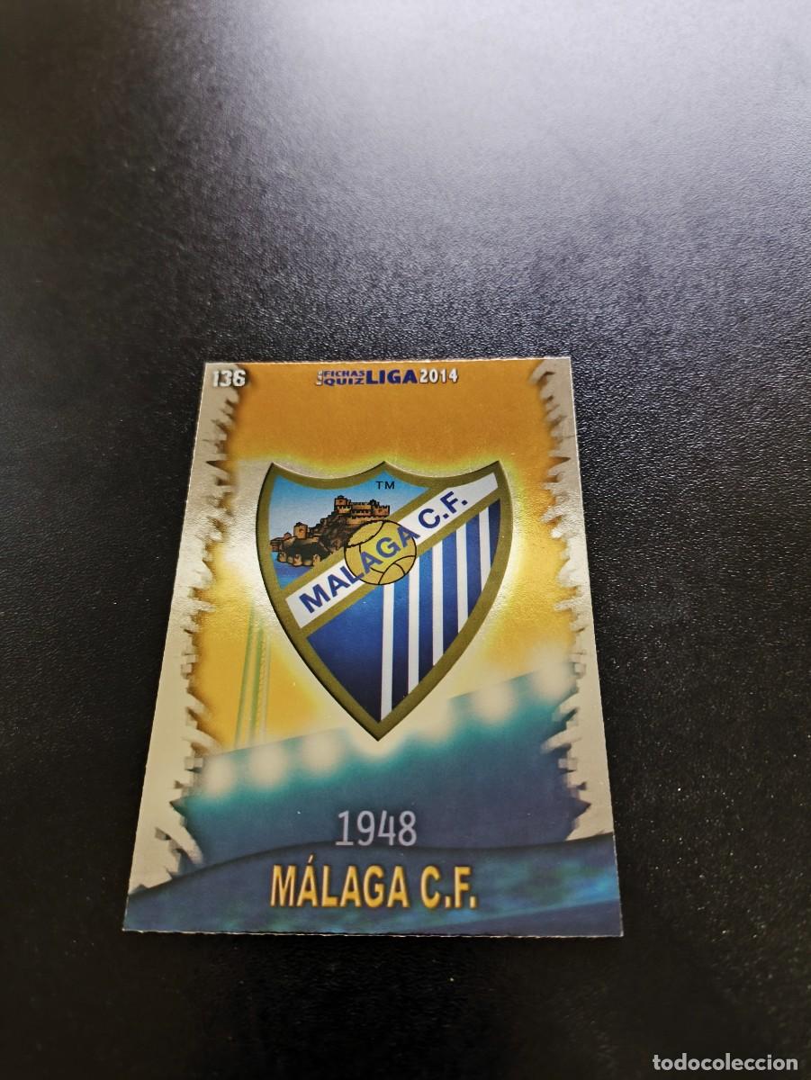 Cromos de F&uacute;tbol: 136 ESCUDO BRILLO LISO MALAGA MUNDICROMO LIGA 2013 2014 13 14 NO PANINI ESTE MEGACRACKS