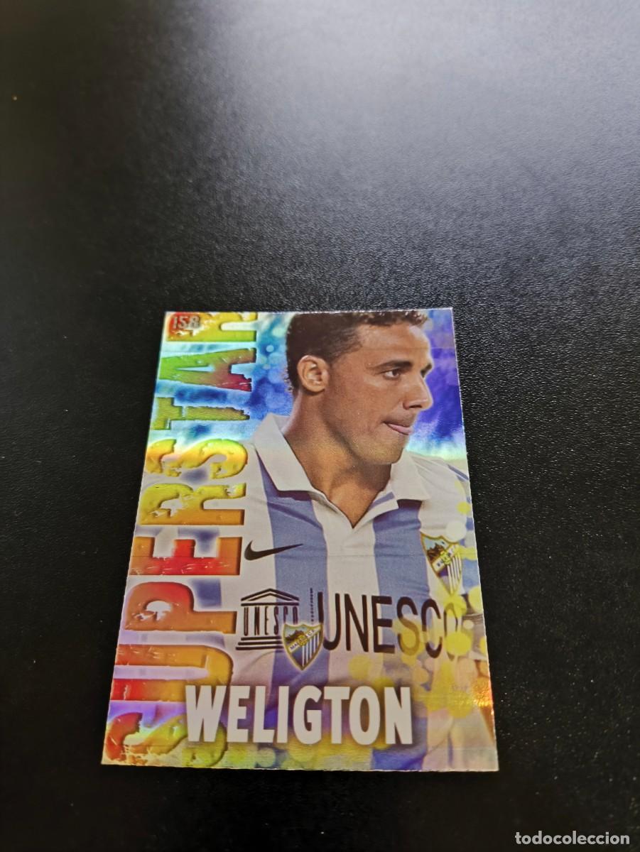 Cromos de F&uacute;tbol: 158 WELIGTON SUPERTAR FONDO RAYAS MALAGA MUNDICROMO LIGA 2013 2014 13 14 NO PANINI ESTE MEGACRACKS